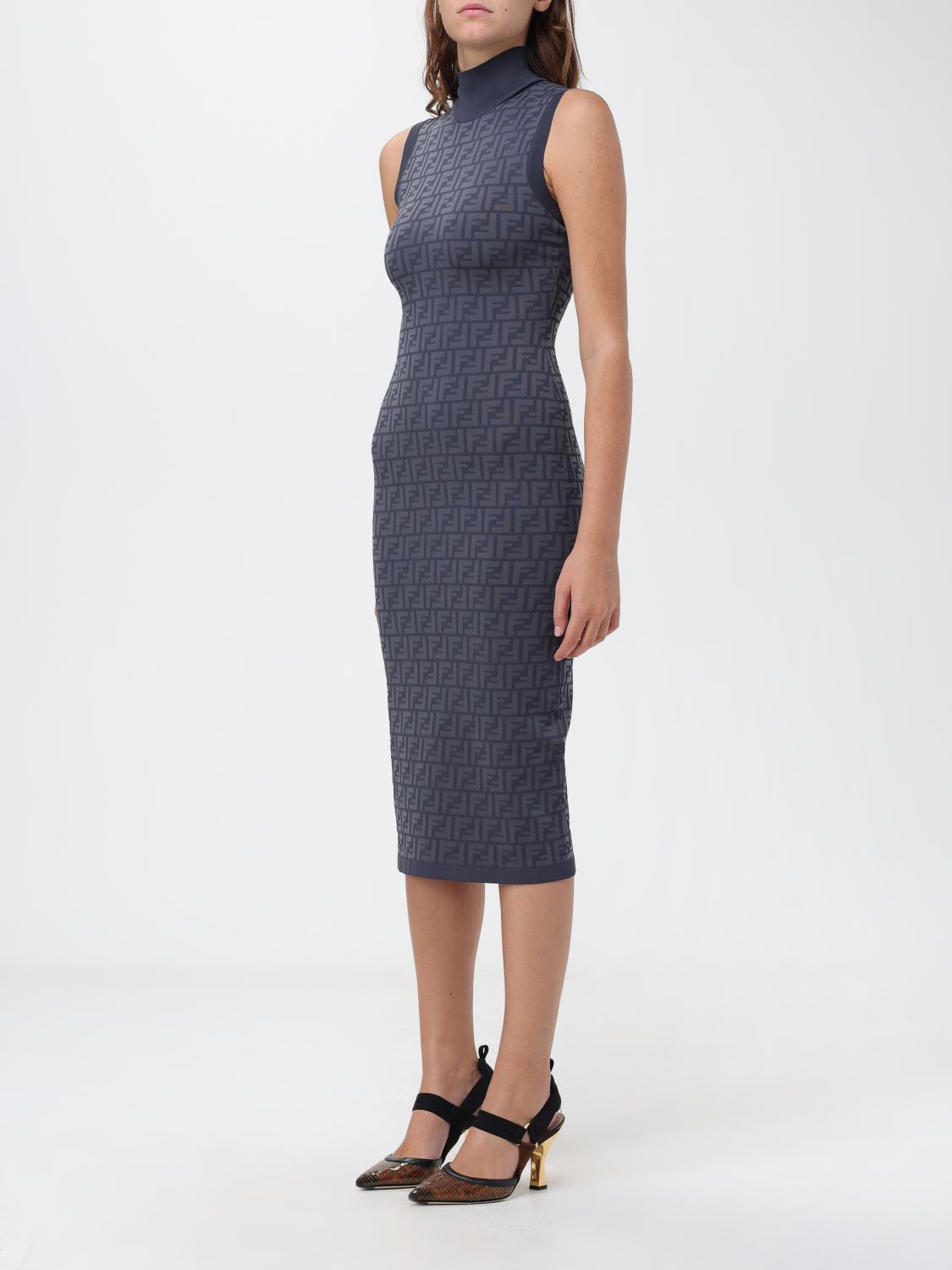 Fendi dress in viscose blend with FF pattern - Black | FZDB86AQ41 |  GIGLIO.COM