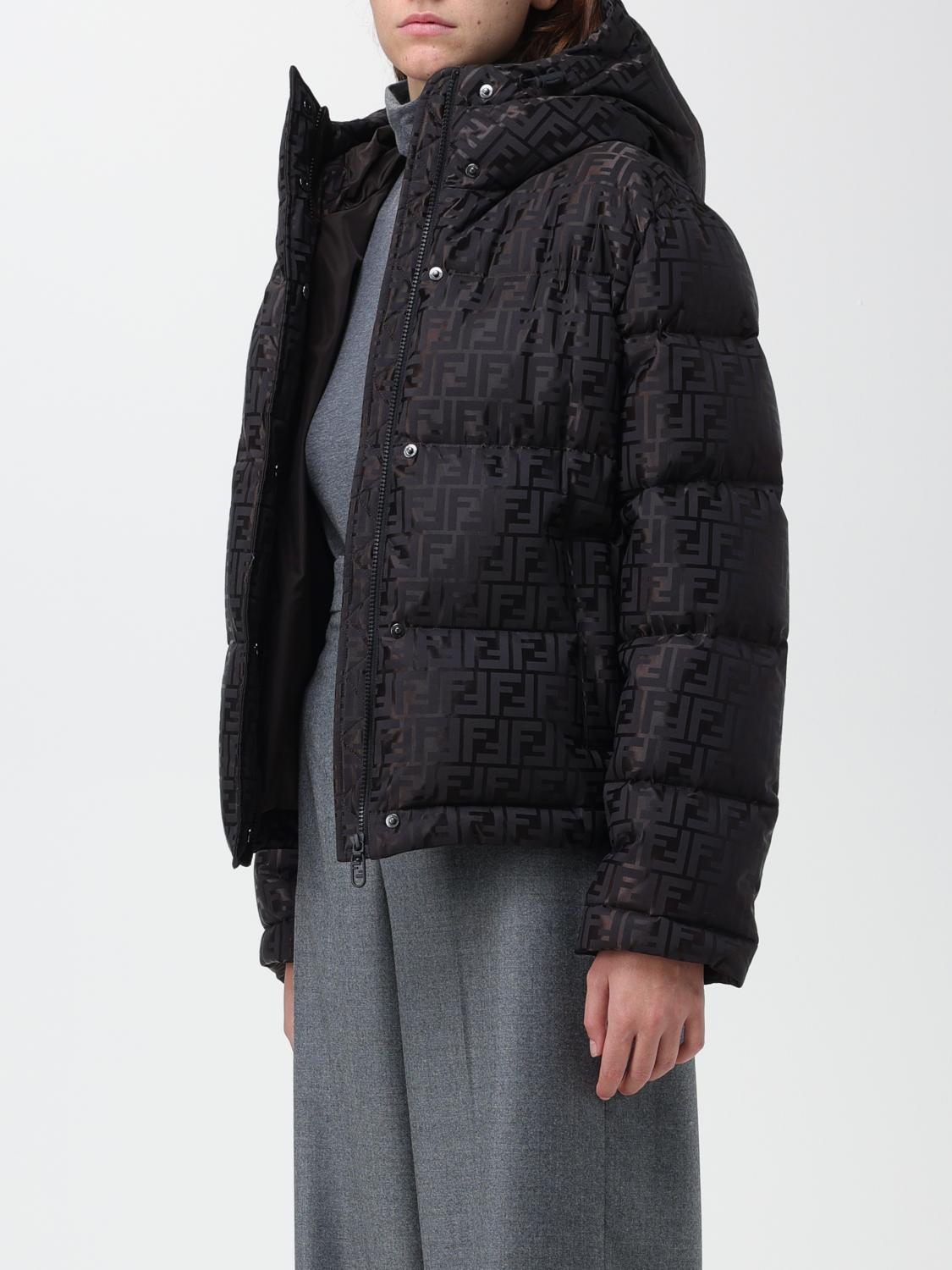 Fur Down Jacket Fendi Fendi Jacket Woman Black FAN129AK9Z