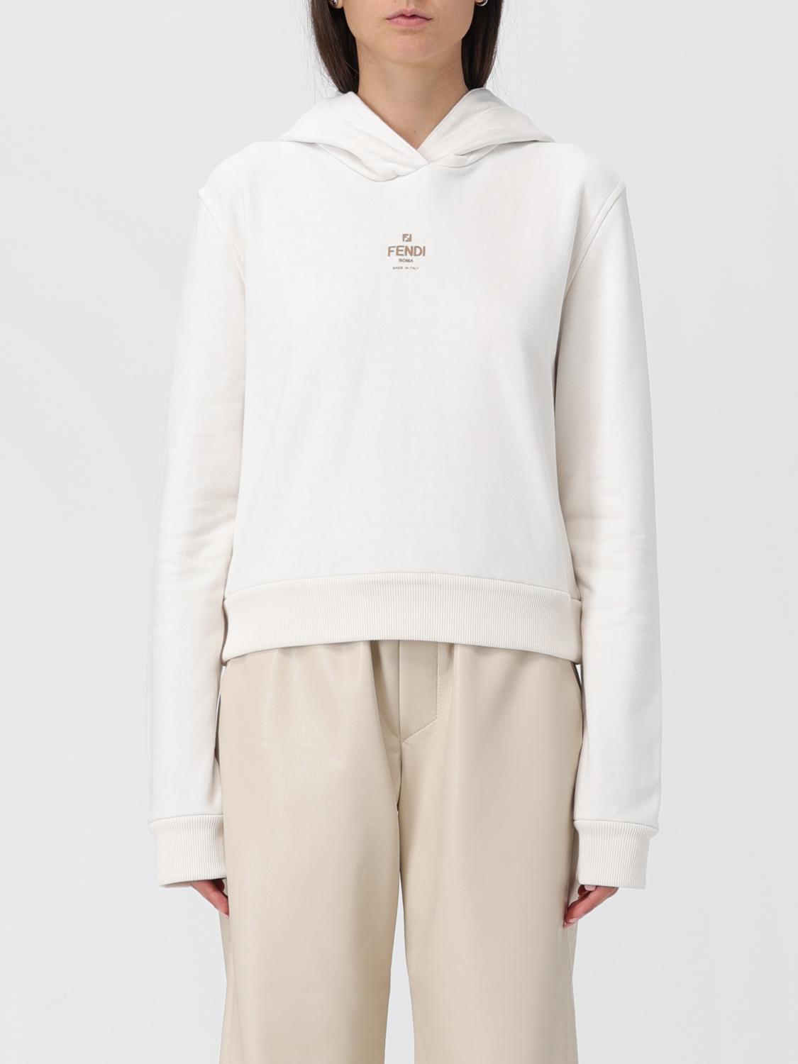 FENDI: jersey hoodie with logo print Yellow Cream Fendi