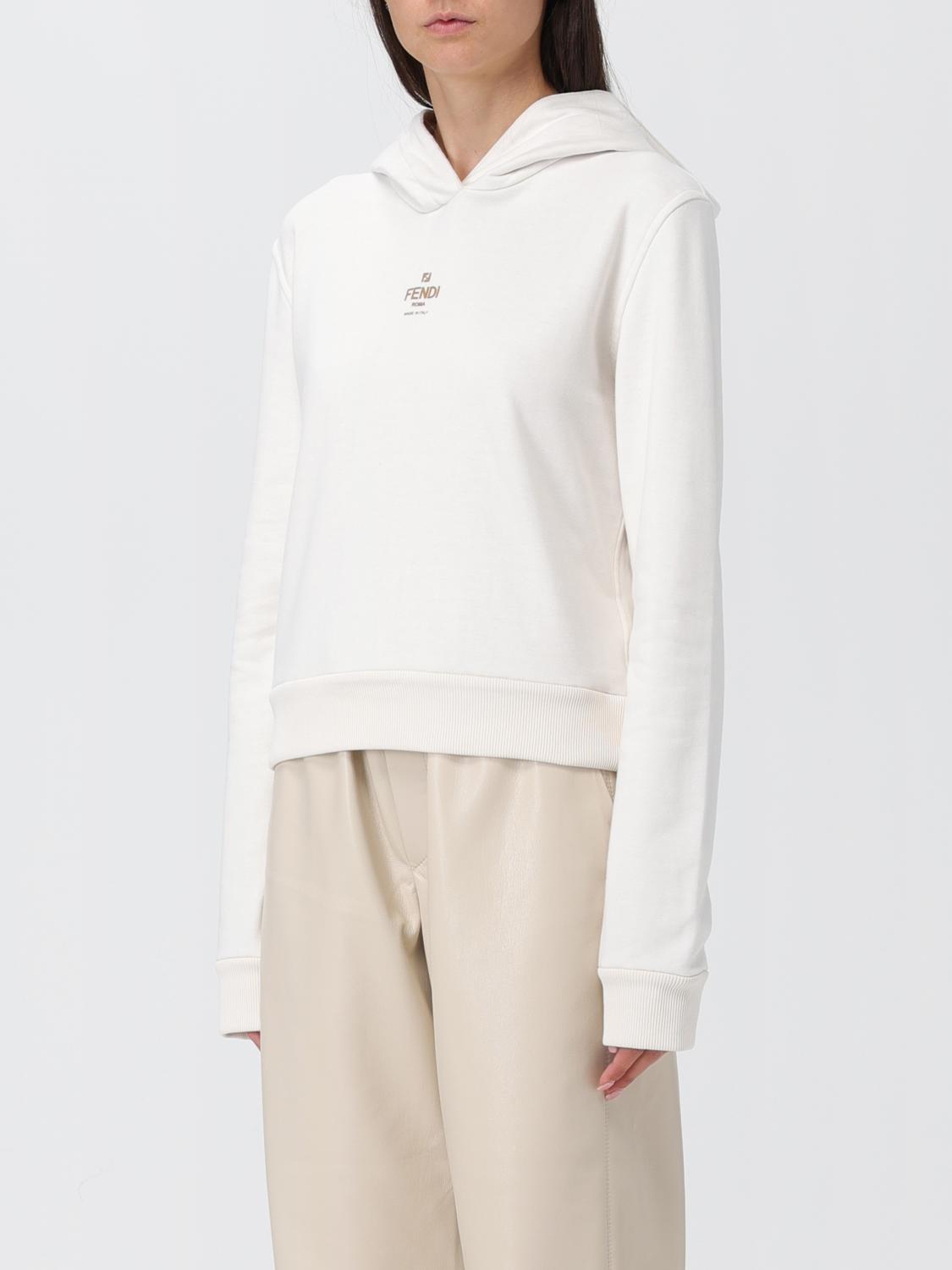 FENDI ホワイト クロップドパーカー Fendi jersey hoodie with logo print - Yellow Cream | FS8113AQ95