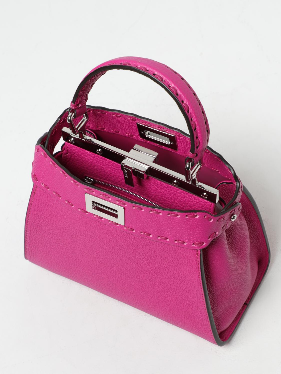 Fendi Peekaboo Mini bag in grained leather - Fuchsia | 8BN244ANT2