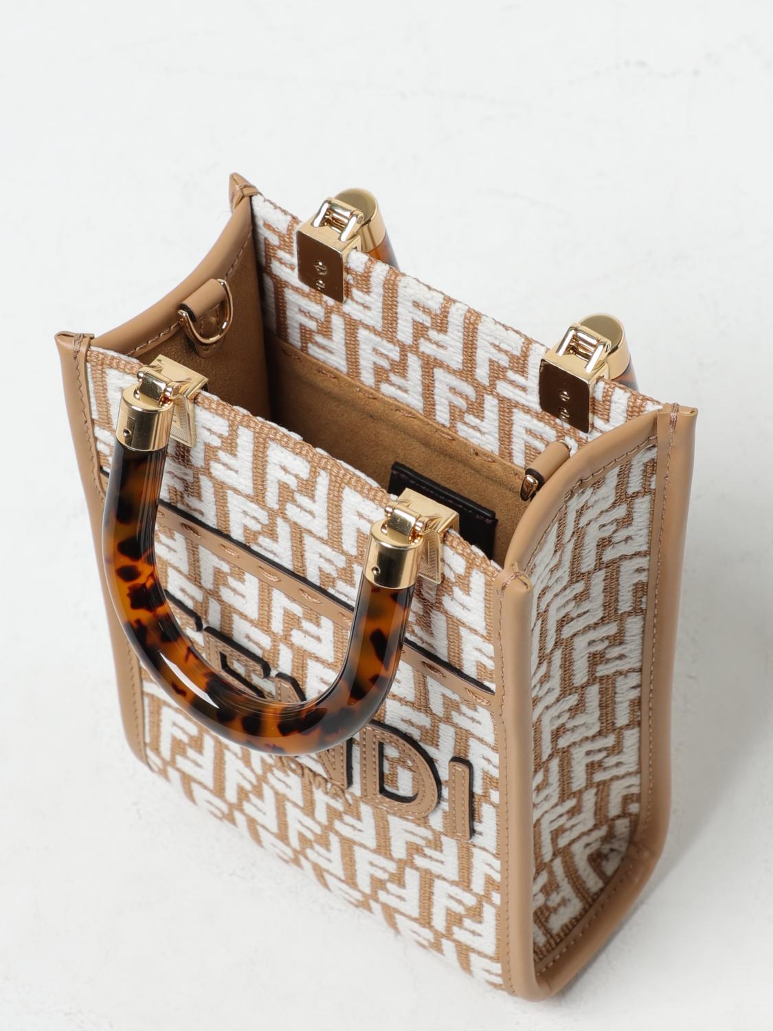 Fendi Sunshine bag in raffia with FF monogram embroidered in