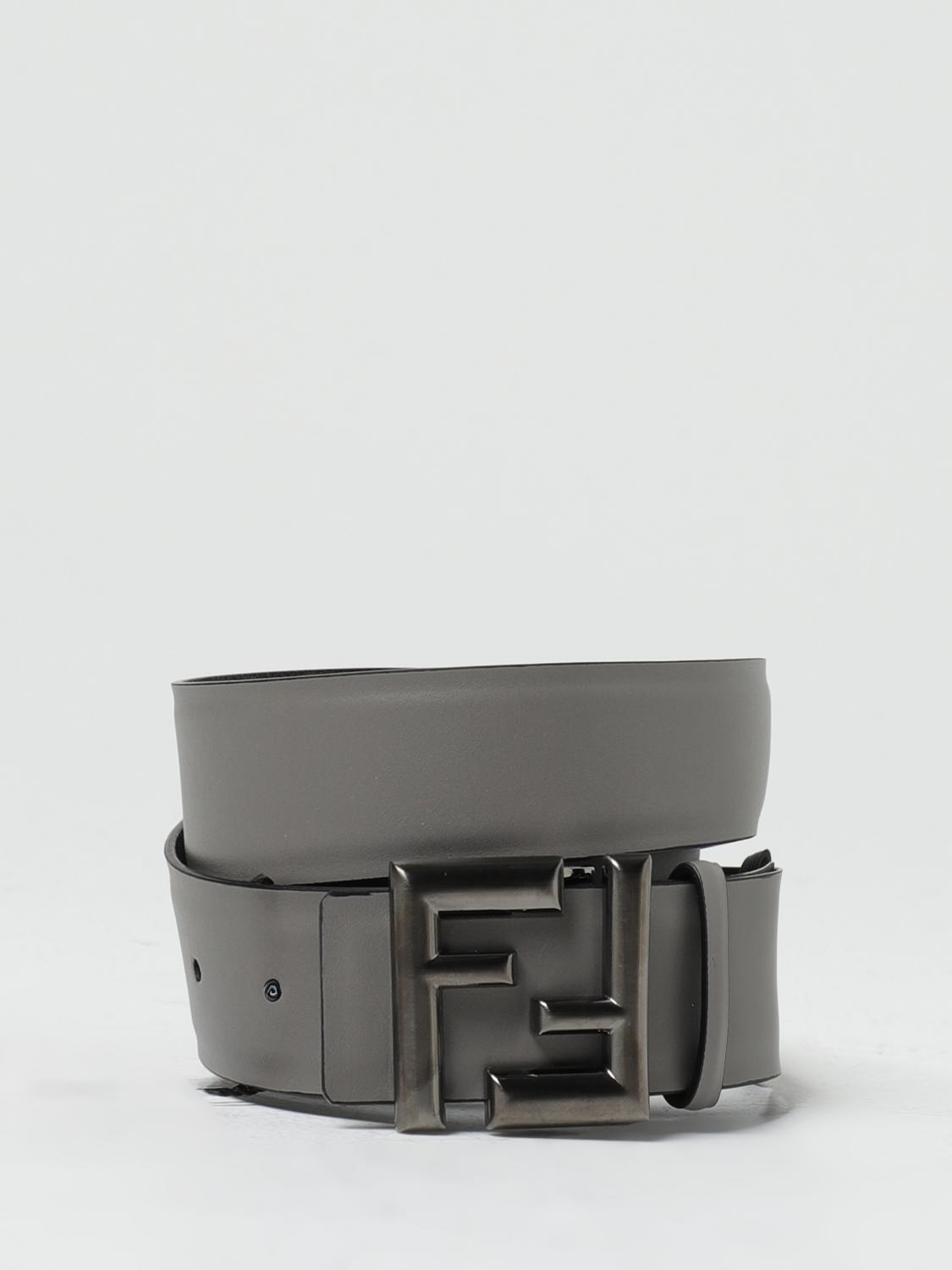 FENDI BELT: Fendi FF Rounded reversible leather belt, Black - Img 1