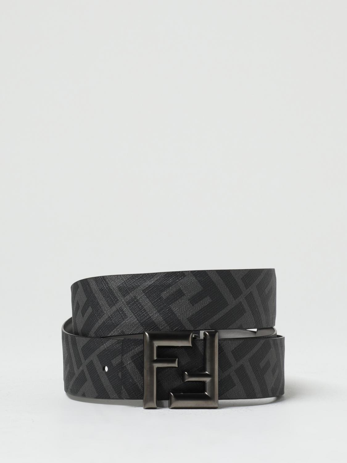 FENDI BELT: Fendi FF Rounded reversible leather belt, Black - Img 2