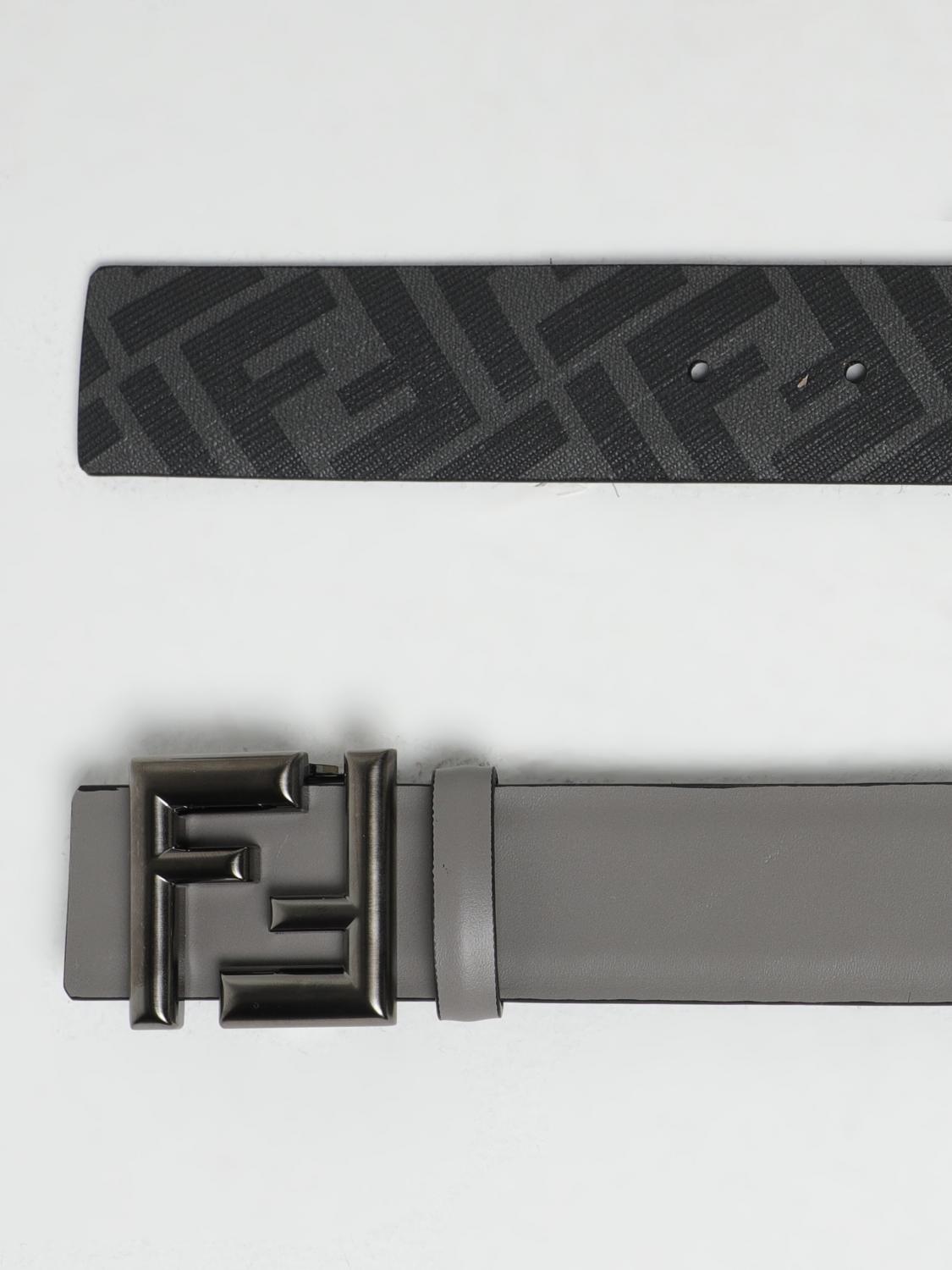 FENDI BELT: Fendi FF Rounded reversible leather belt, Black - Img 3