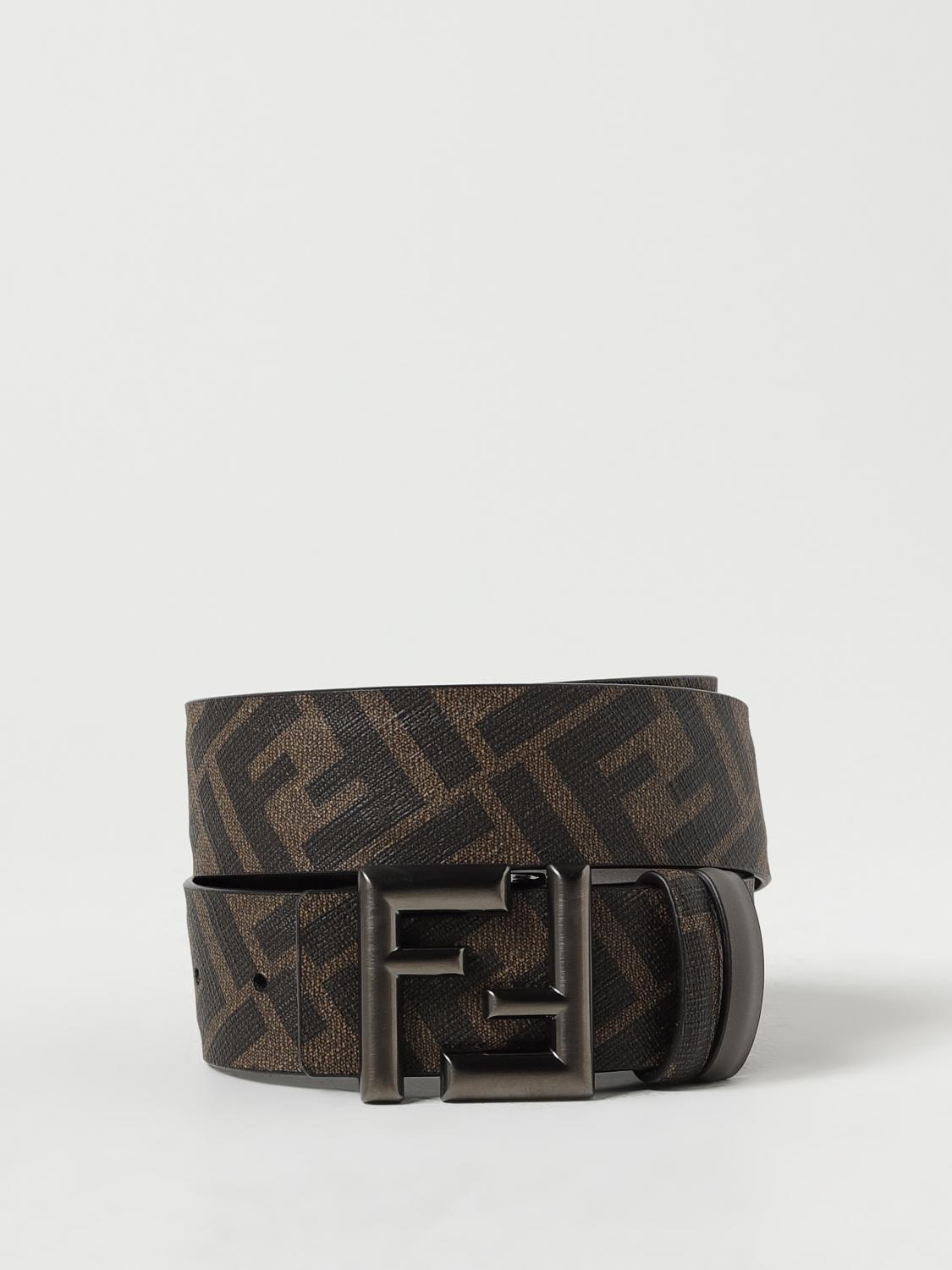 FENDI BELT: Fendi FF Rounded reversible leather belt, Grey - Img 2