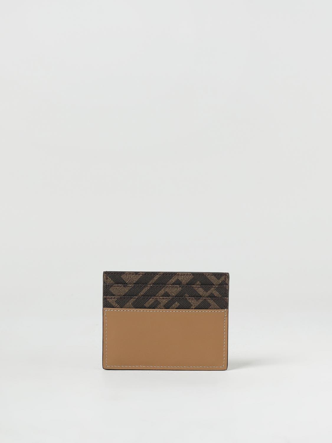 FENDI WALLET: Fendi FF Squared credit card holder in leather, Tobacco - Img 2