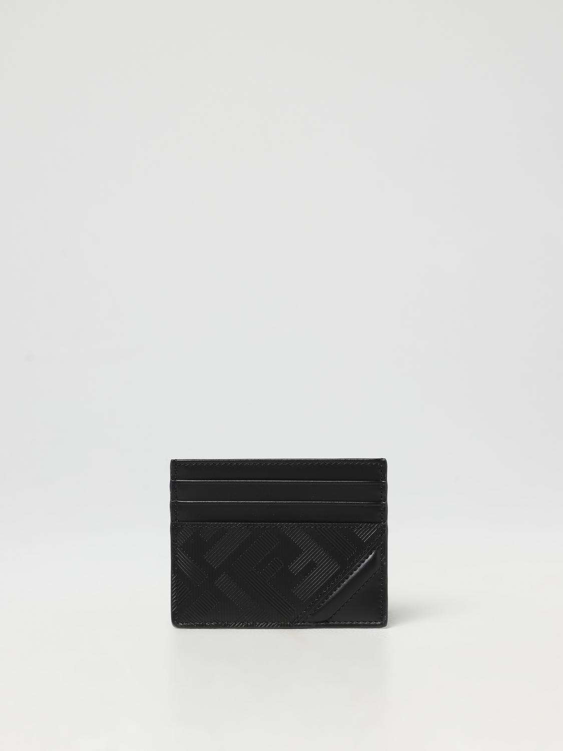 FENDI WALLET: Fendi credit card holder in Fendi Shadow leather with the FF pattern, Black - Img 2