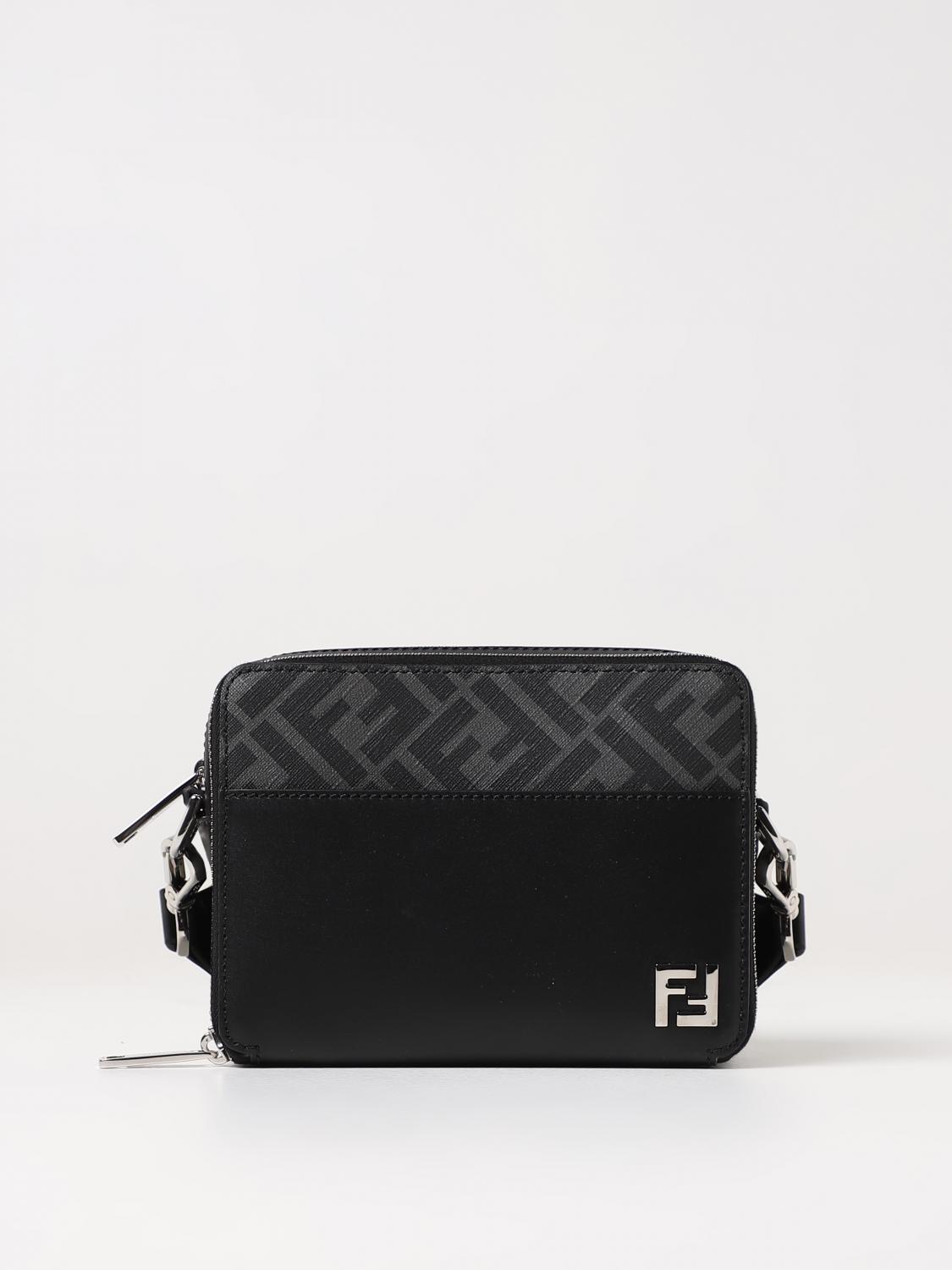 FENDI: FF Camera Case Organizer bag in leather and saffiano fabric - Black  | Fendi shoulder bag 7M0357AFF2 online at GIGLIO.COM