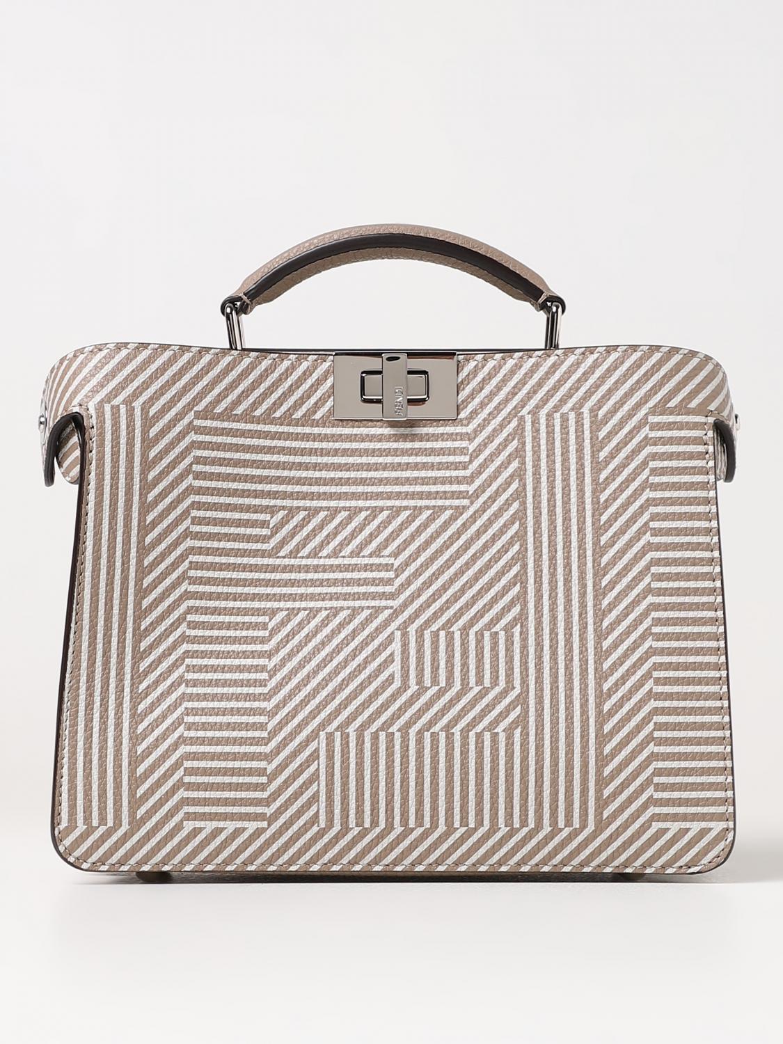 FENDI BORSA: Borsa Peekaboo ISeeU Fendi in pelle Cuoio Romano a grana con macro FF Shadow, Fantasia - Img 1