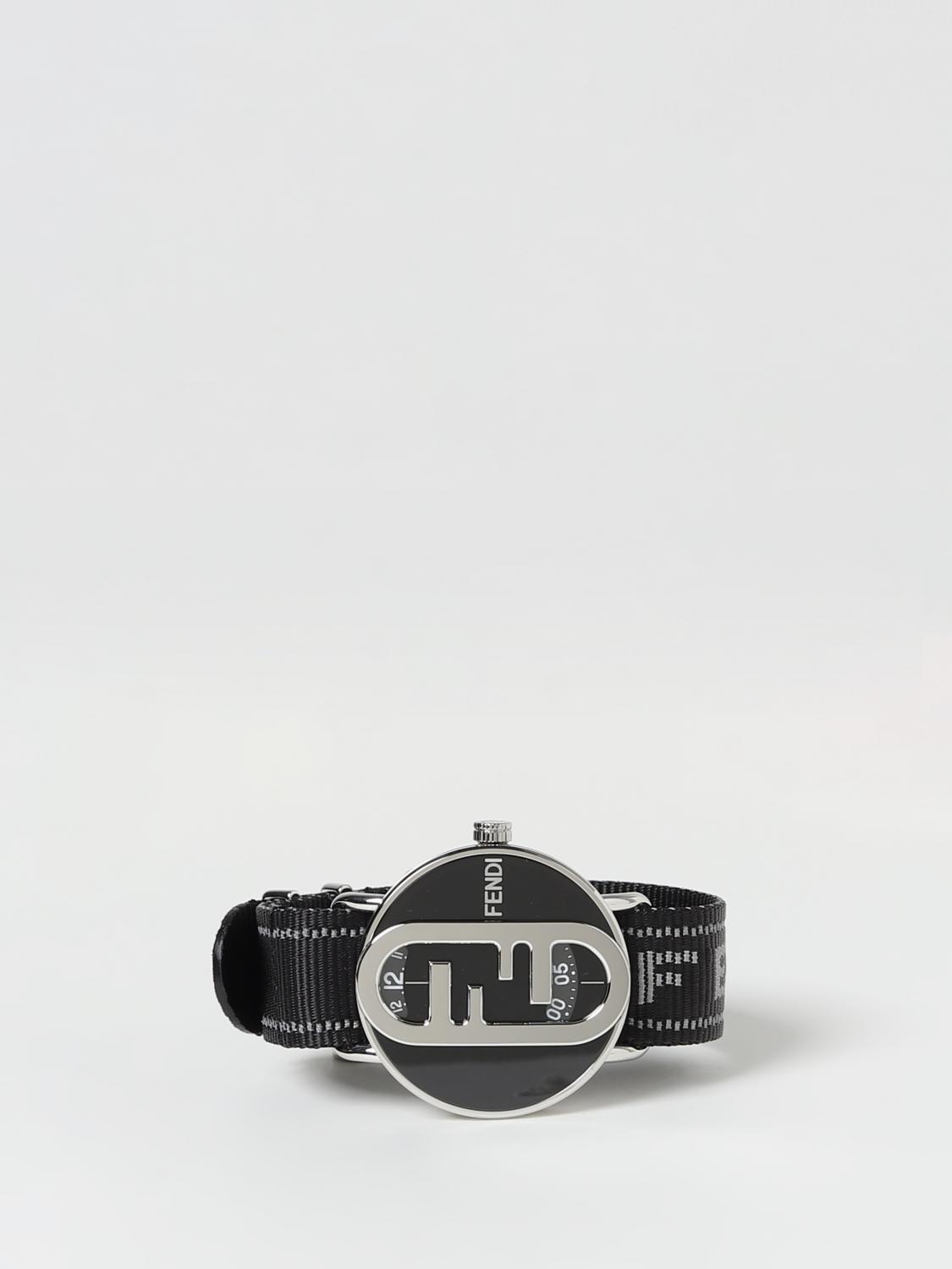 FENDI WATCH: Fendi O'Lock Round watch in steel and nylon, Black - Img 1