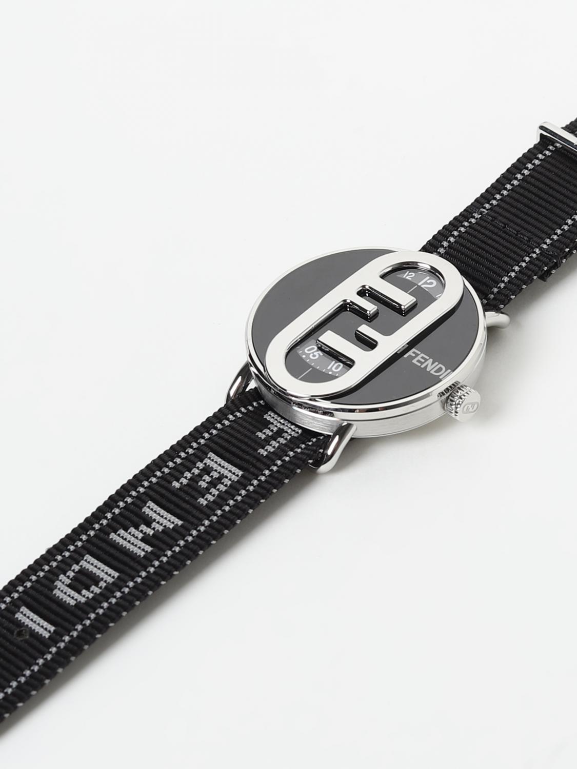 FENDI WATCH: Fendi O'Lock Round watch in steel and nylon, Black - Img 3