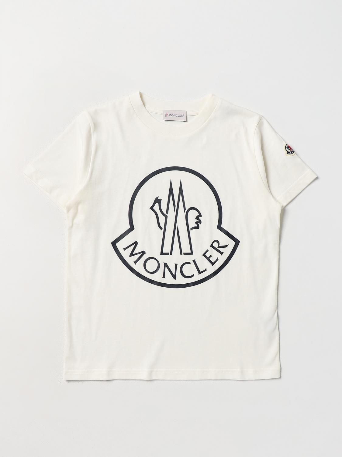 MONCLER T-SHIRT: Moncler cotton t-shirt with logo, White - Img 1