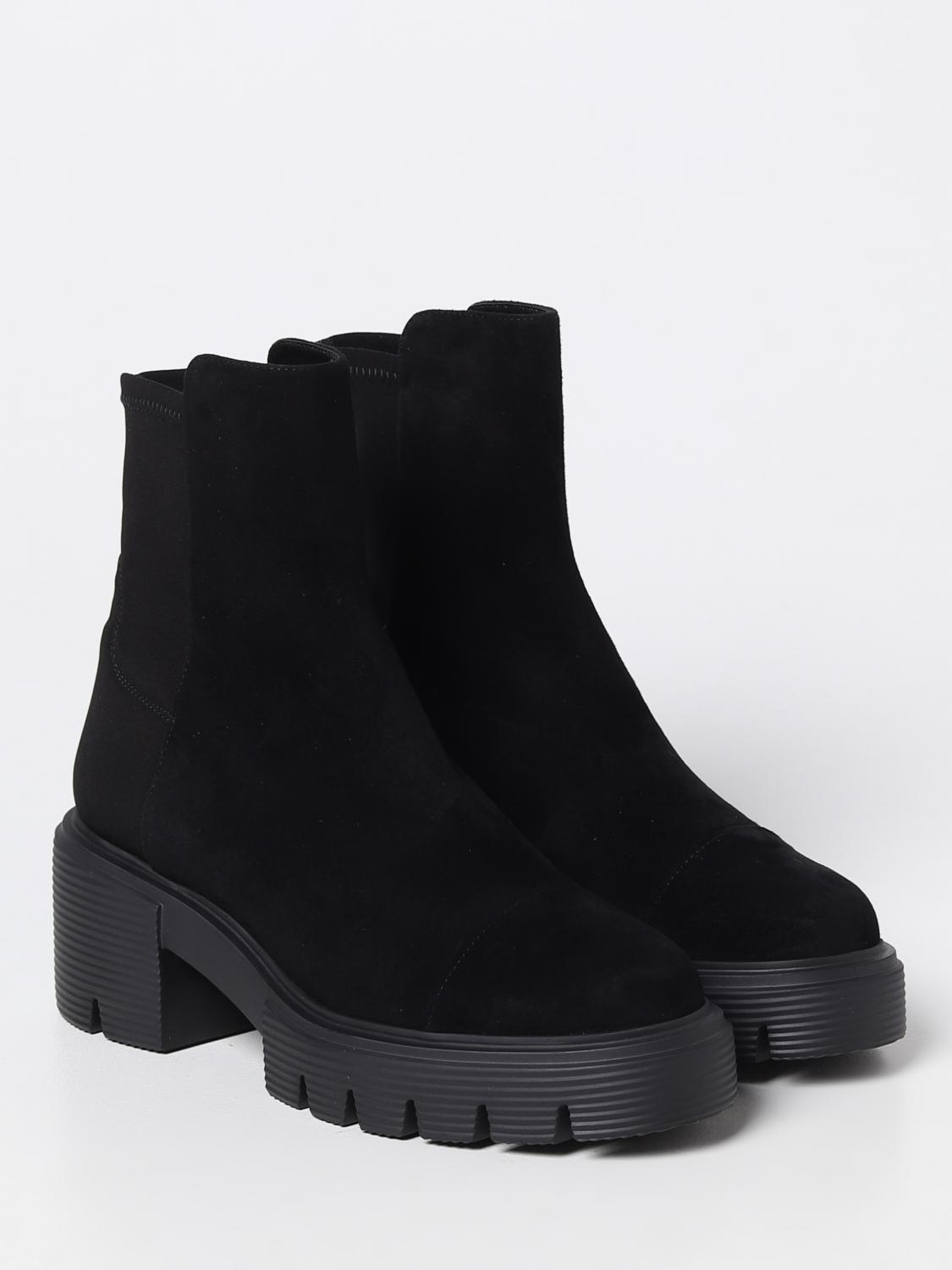 STUART WEITZMAN FLAT ANKLE BOOT: Stuart Weitzman 5050 Soho ankle boots in suede and lycra, Black - Img 2