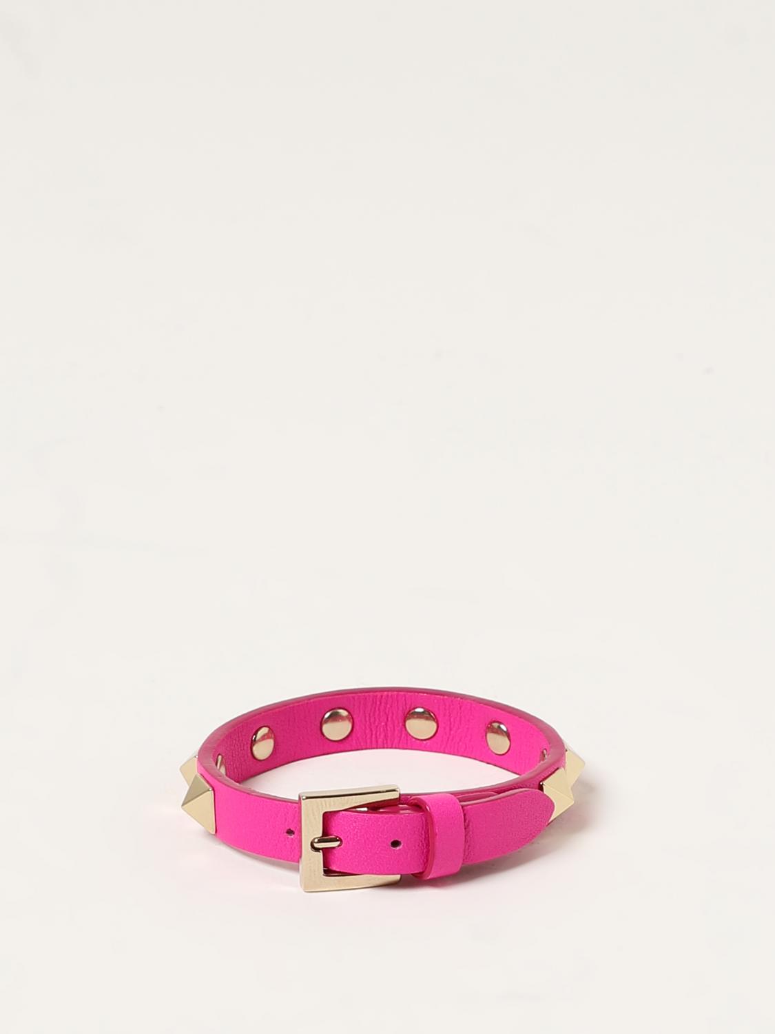 VALENTINO GARAVANI GIOIELLO: Bracciale Rockstud Valentino Garavani in pelle, Azalea - Img 2