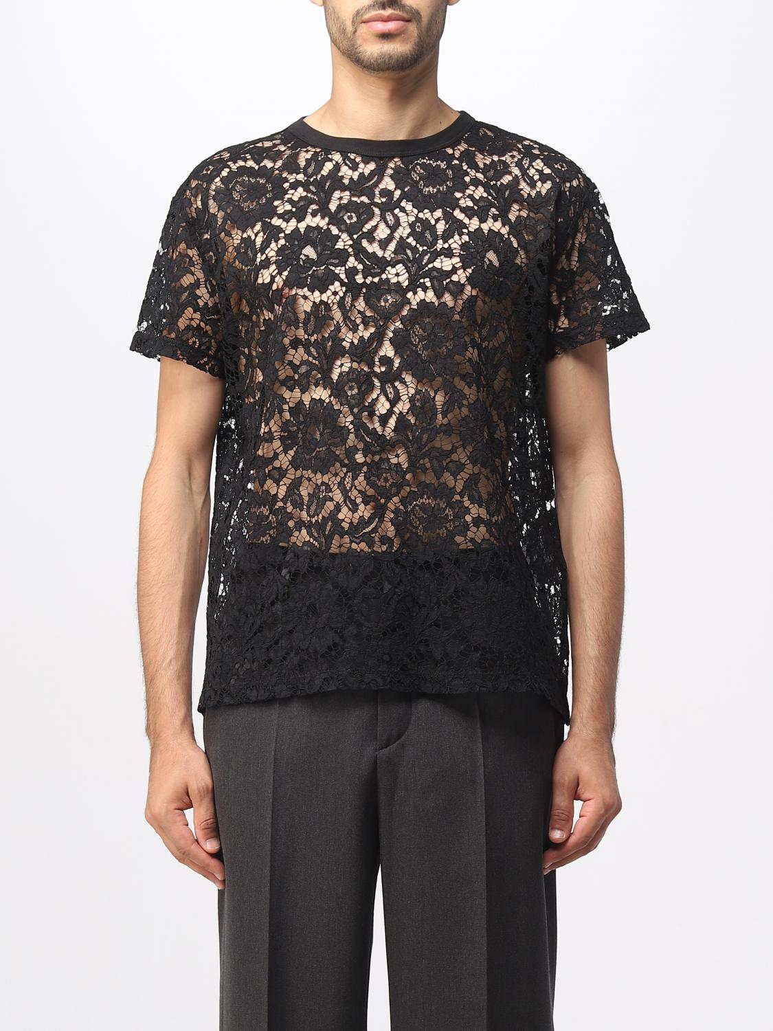 VALENTINO T-SHIRT: T-shirt Valentino in pizzo di misto cotone, Nero - Img 1