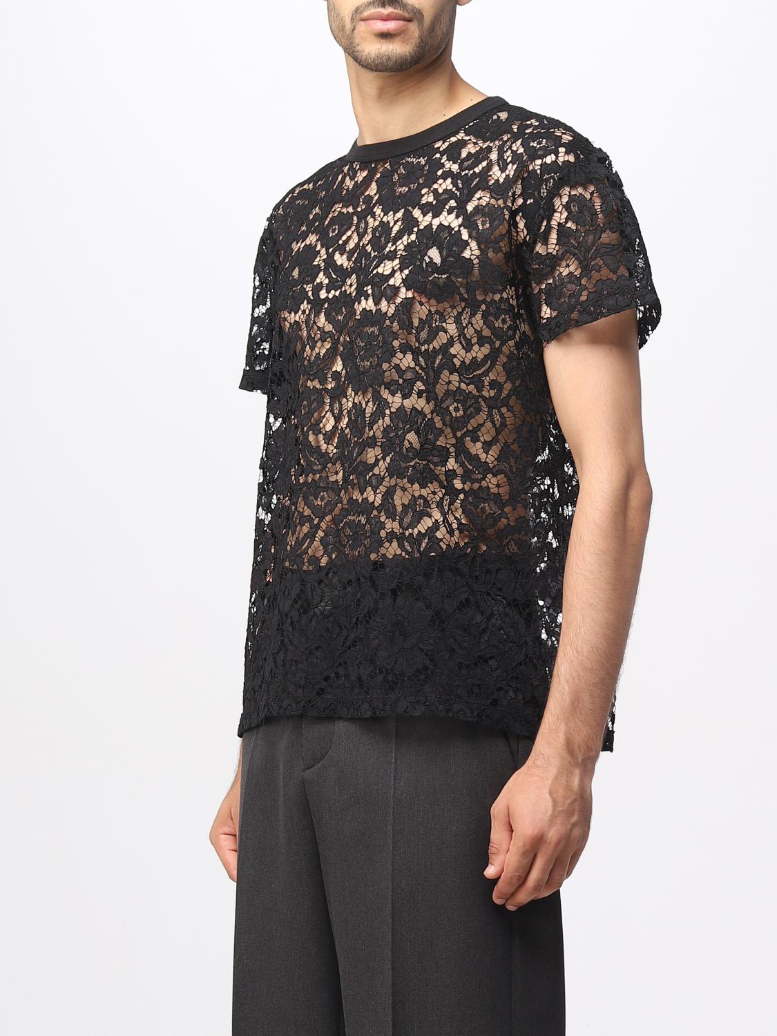 VALENTINO T-SHIRT: T-shirt Valentino in pizzo di misto cotone, Nero - Img 4
