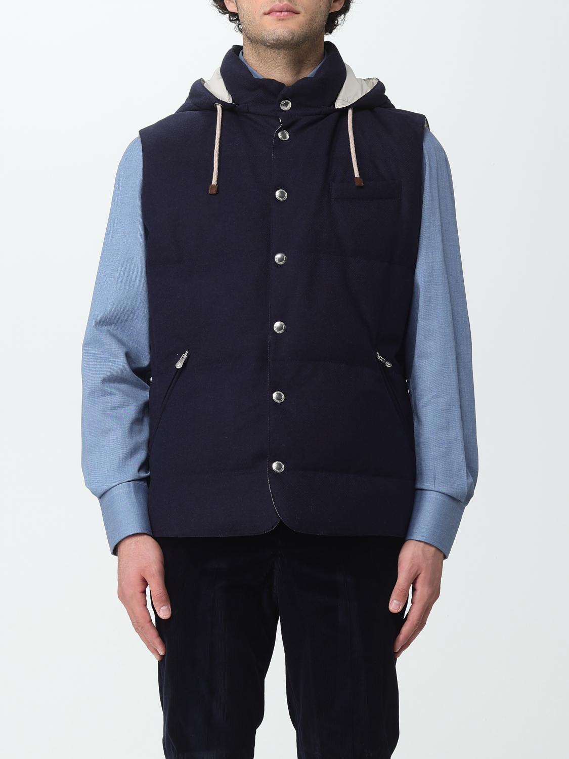 Brunello Cucinelli vest in quilted wool and silk blend - Blue