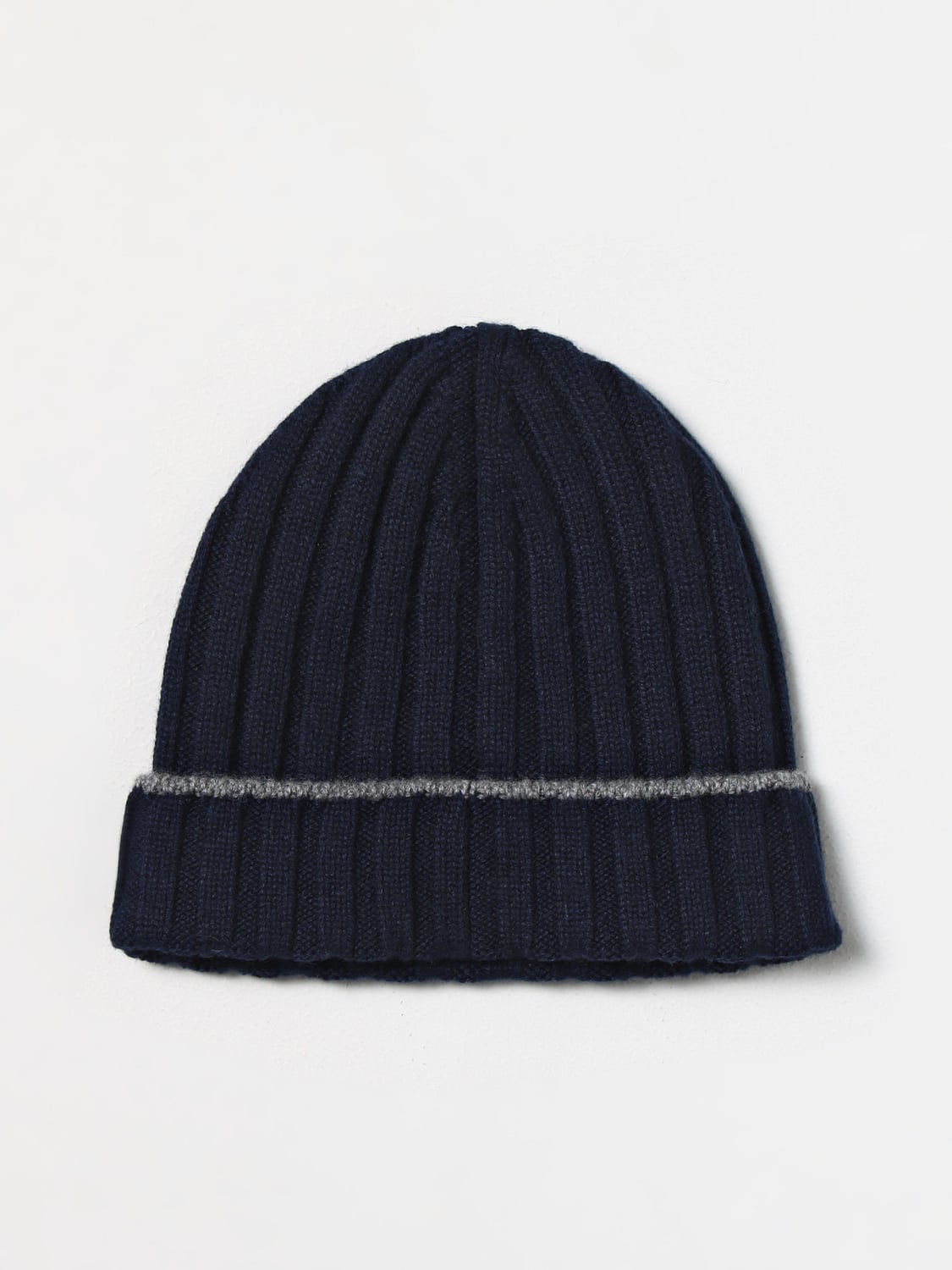 BRUNELLO CUCINELLI HAT: Brunello Cucinelli hat in ribbed cashmere, Blue - Img 1