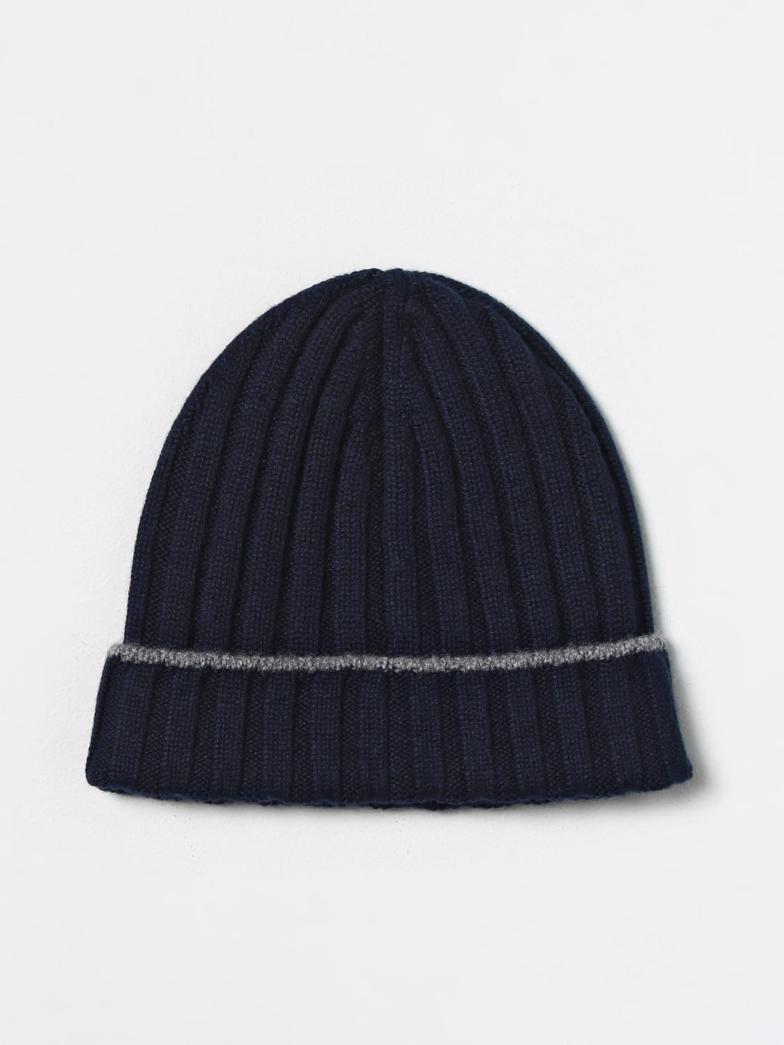 BRUNELLO CUCINELLI HAT: Brunello Cucinelli hat in ribbed cashmere, Blue - Img 2