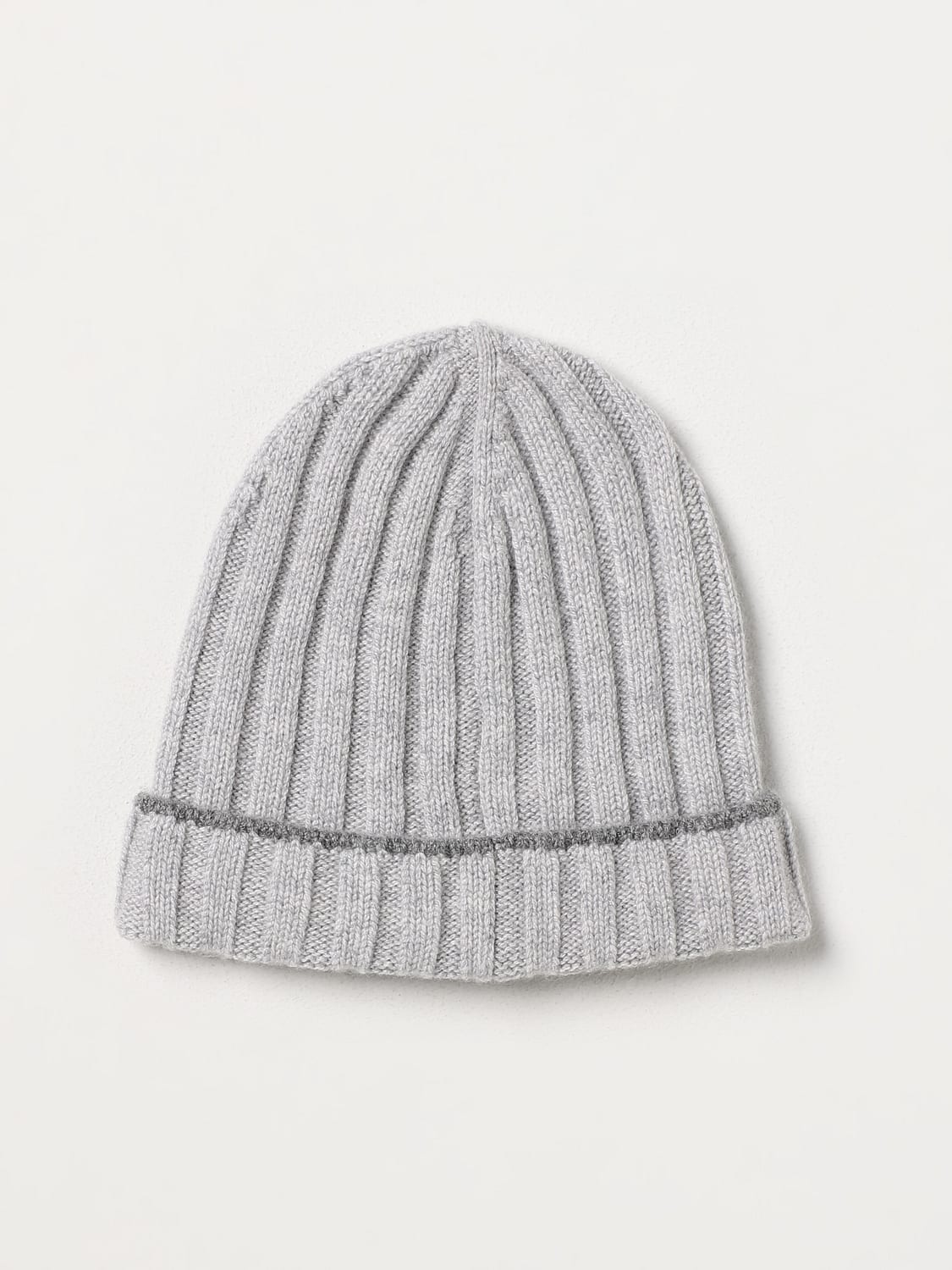 BRUNELLO CUCINELLI HAT: Brunello Cucinelli hat in ribbed cashmere, Grey - Img 1