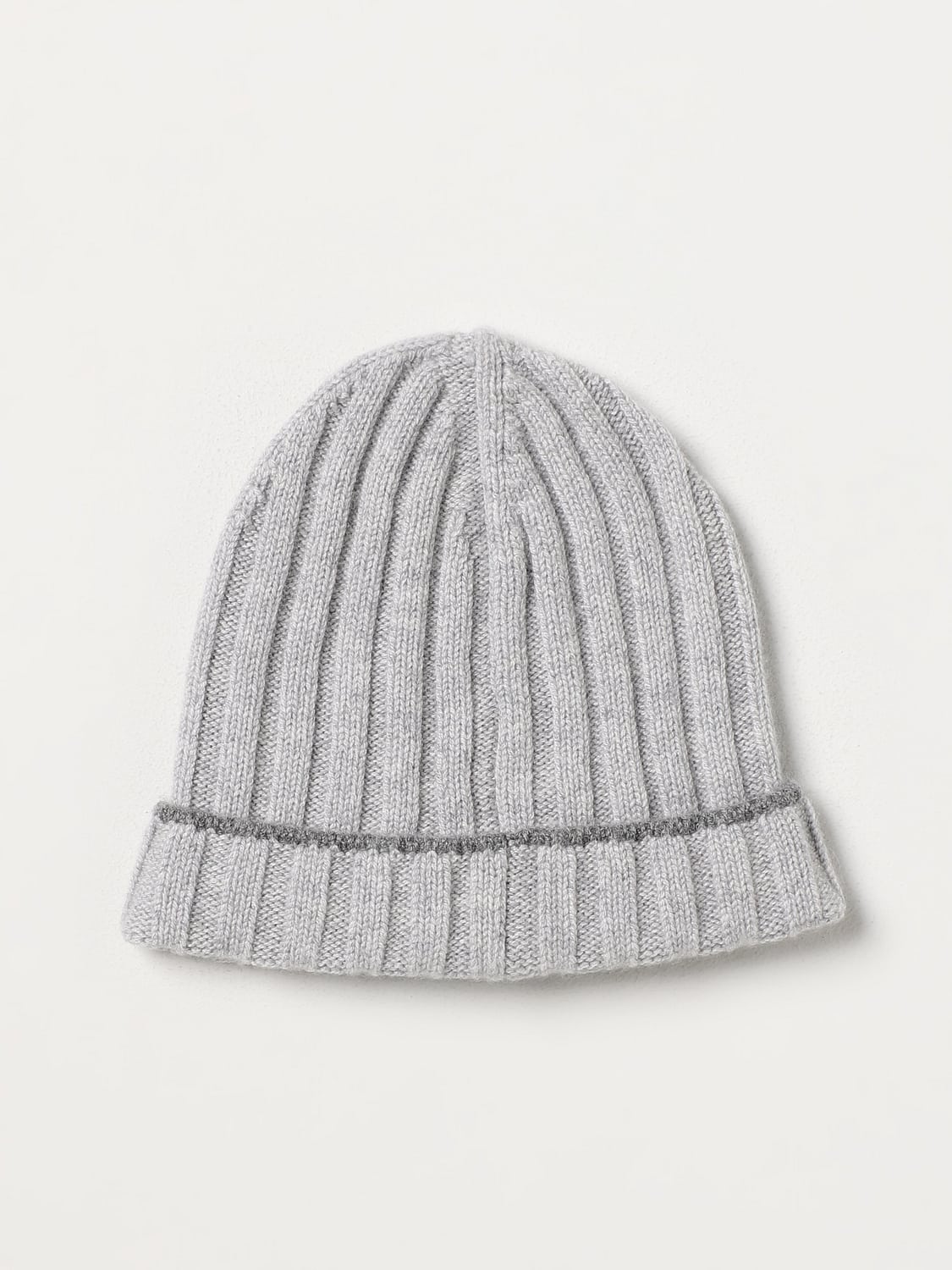 BRUNELLO CUCINELLI HAT: Brunello Cucinelli hat in ribbed cashmere, Grey - Img 2