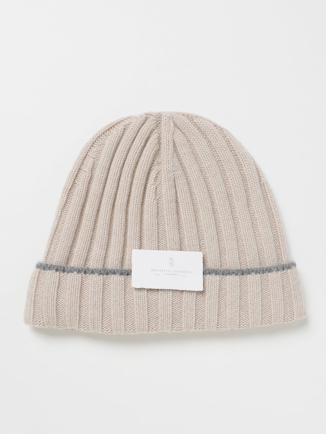 BRUNELLO CUCINELLI HAT: Brunello Cucinelli hat in ribbed cashmere, Beige - Img 1