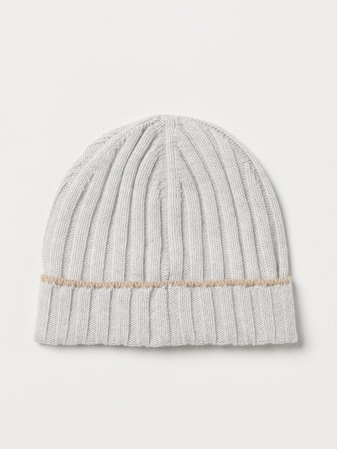 BRUNELLO CUCINELLI HAT: Brunello Cucinelli hat in ribbed cashmere, Smoke Grey - Img 1