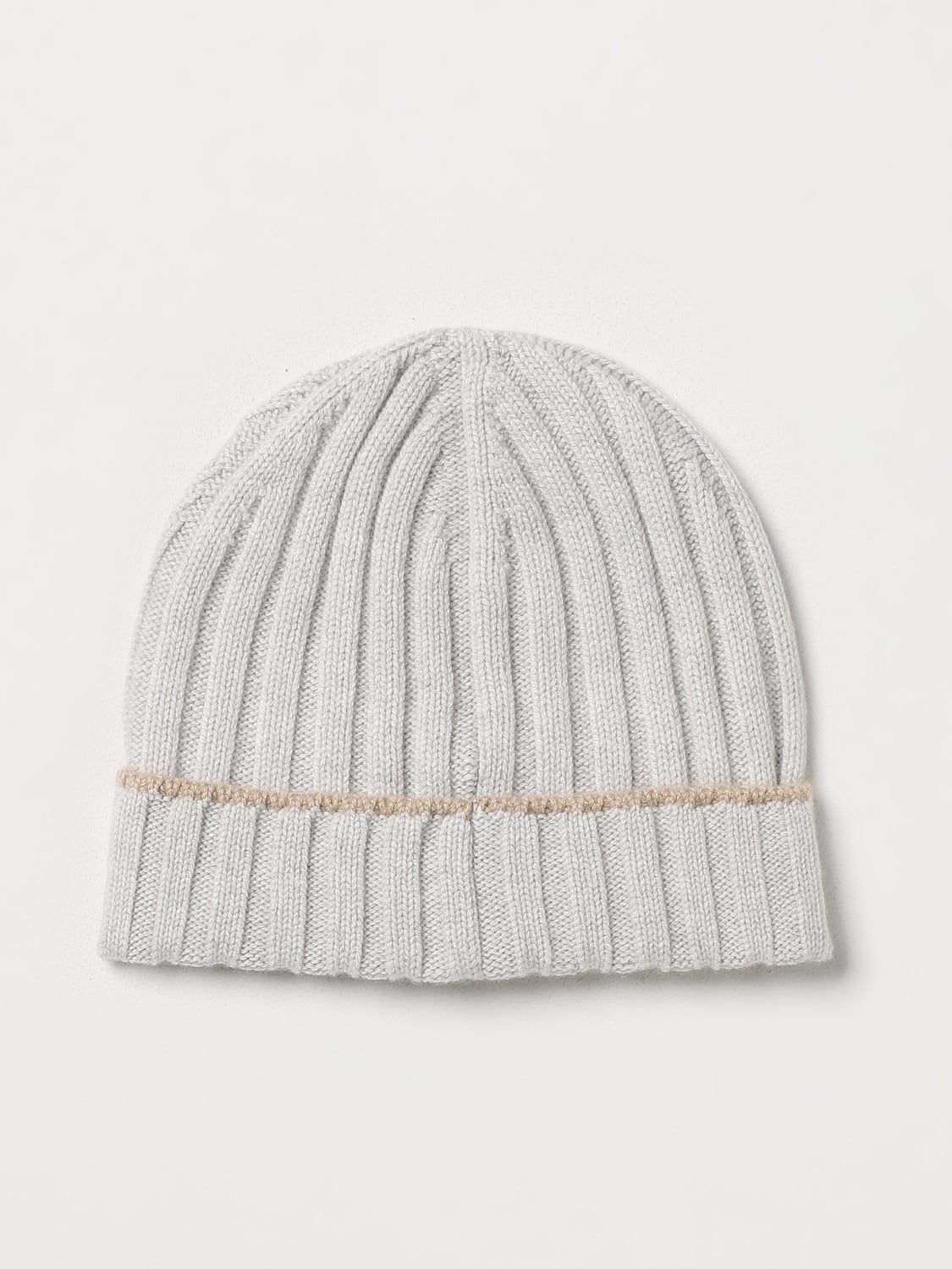BRUNELLO CUCINELLI HAT: Brunello Cucinelli hat in ribbed cashmere, Smoke Grey - Img 2