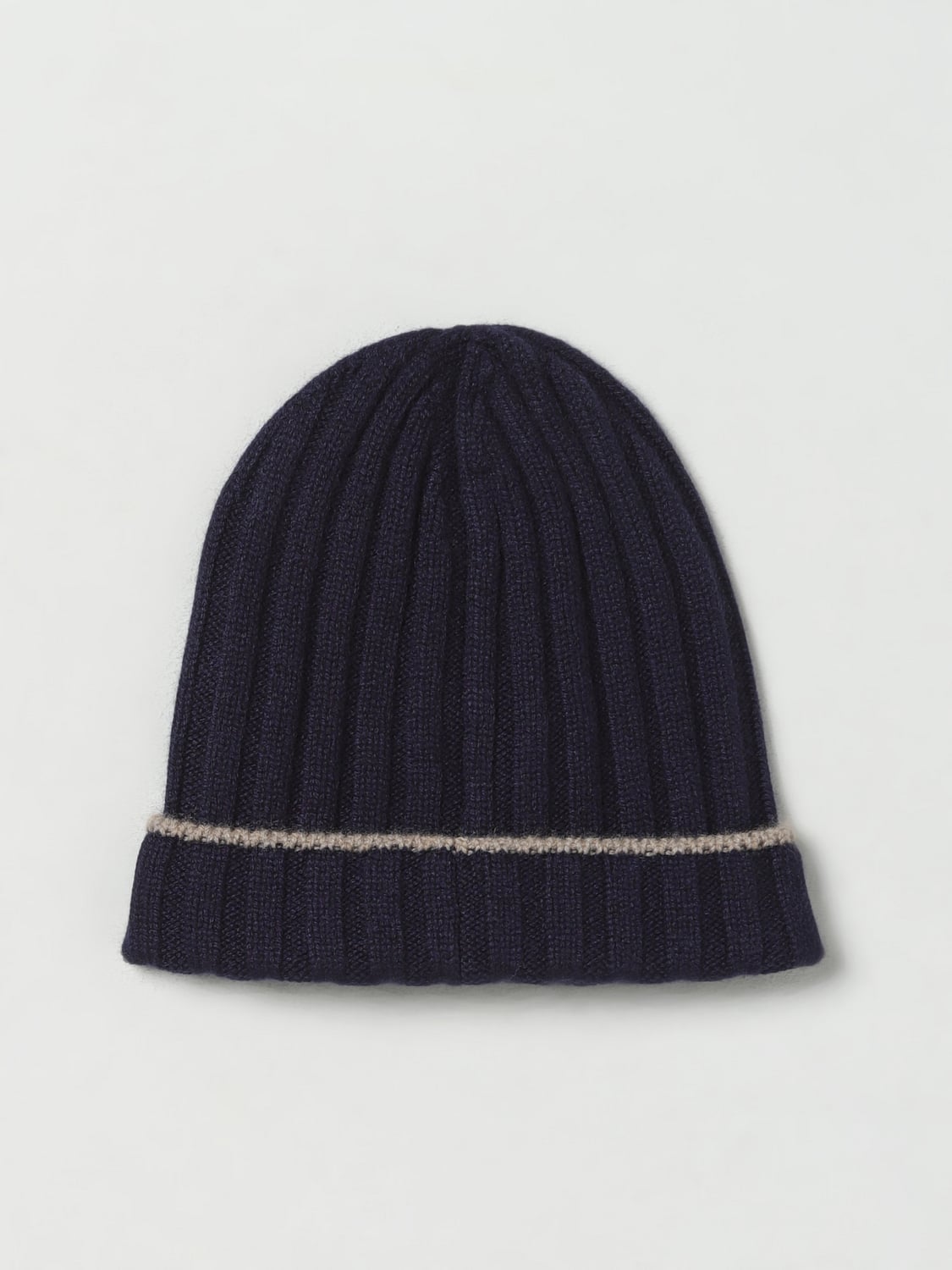 BRUNELLO CUCINELLI HAT: Brunello Cucinelli hat in ribbed cashmere, Navy - Img 2