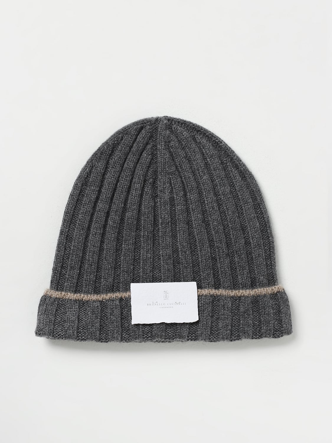 BRUNELLO CUCINELLI HAT: Brunello Cucinelli hat in ribbed cashmere, Grey 1 - Img 1