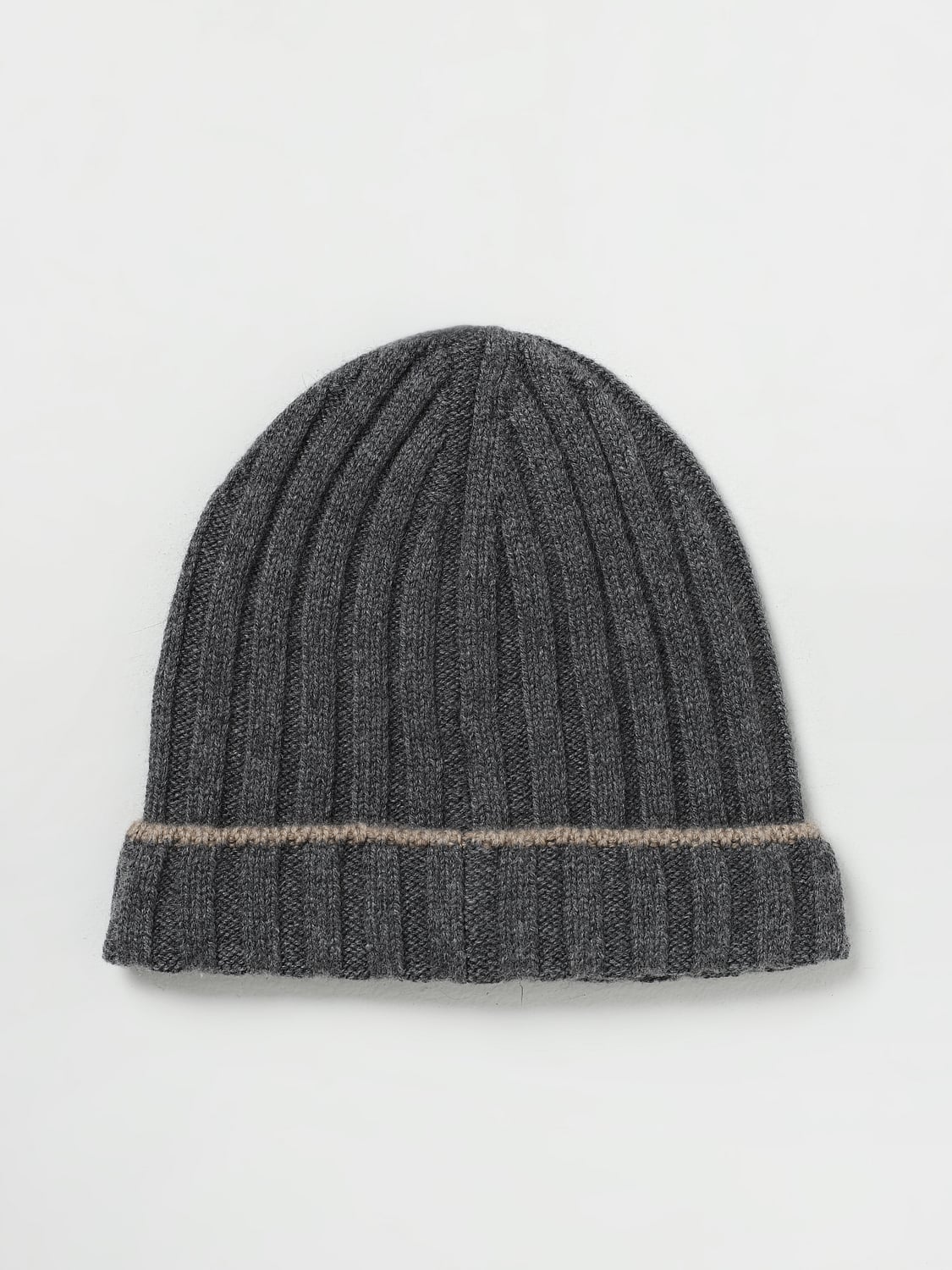 BRUNELLO CUCINELLI HAT: Brunello Cucinelli hat in ribbed cashmere, Grey 1 - Img 2