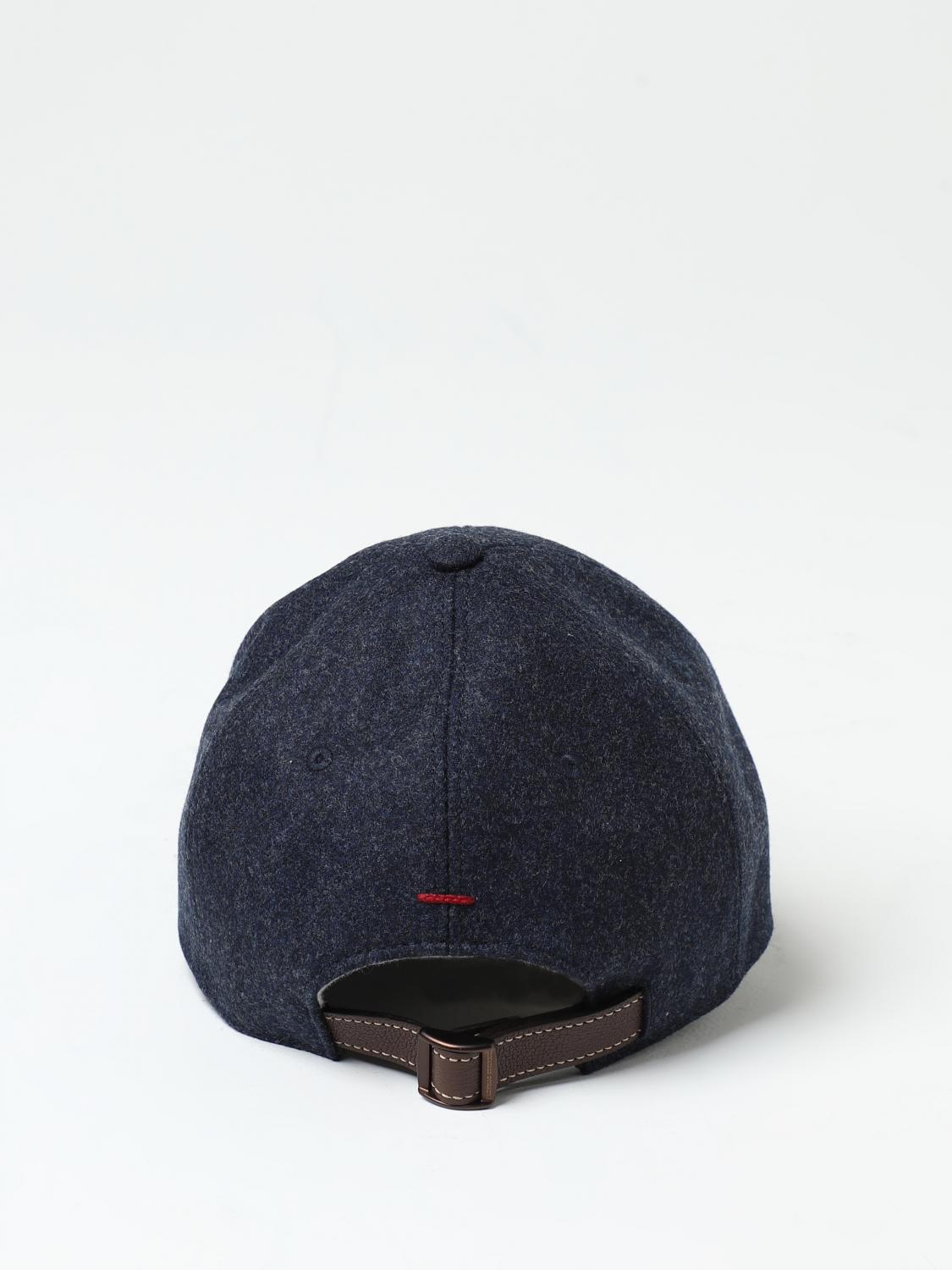 BRUNELLO CUCINELLI HAT: Brunello Cucinelli hat in virgin wool felt with embroidered logo, Blue - Img 3