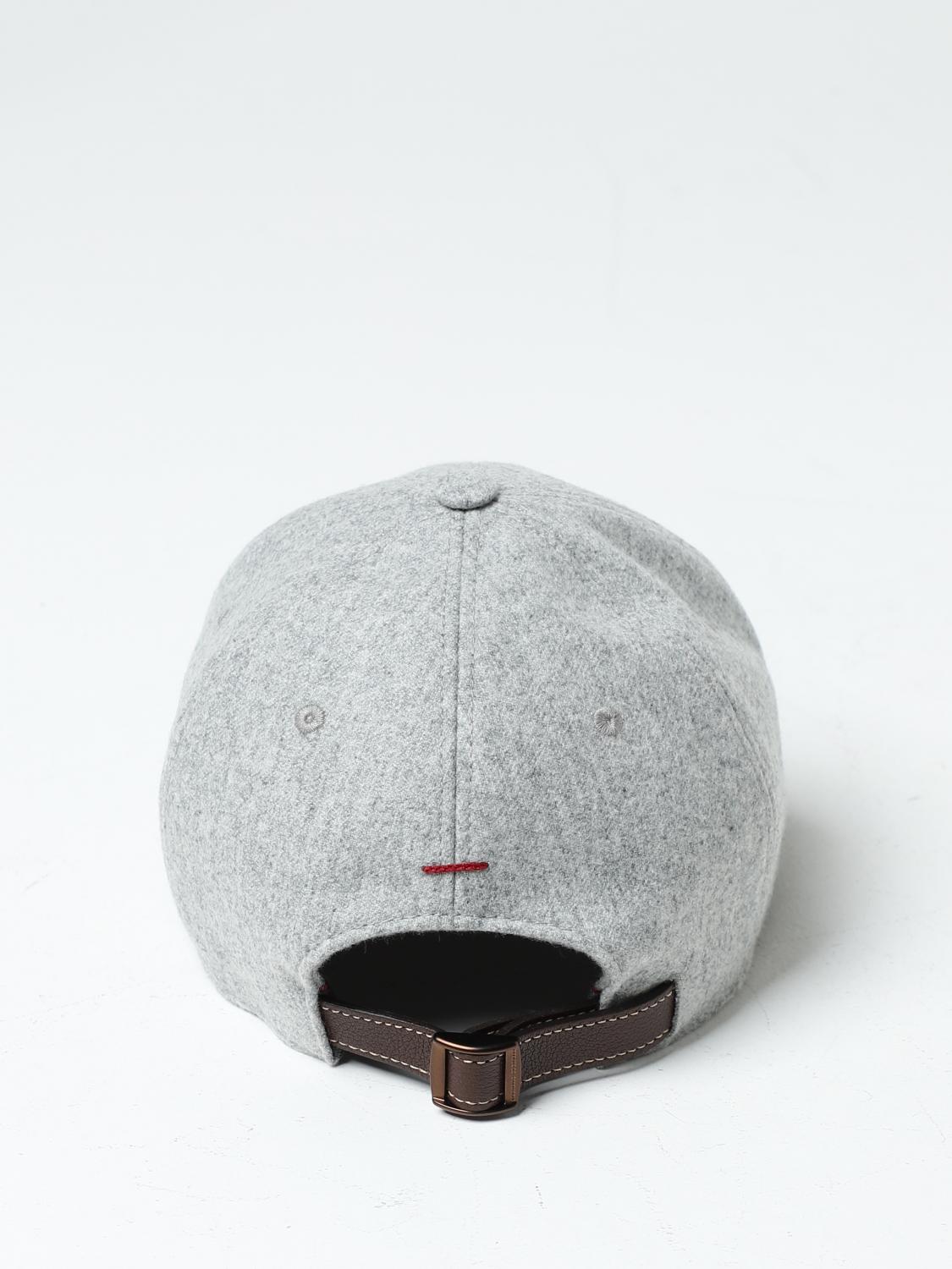 BRUNELLO CUCINELLI CAPPELLO: Cappello Brunello Cucinelli in feltro di lana vergine con logo ricamato, Grigio - Img 3
