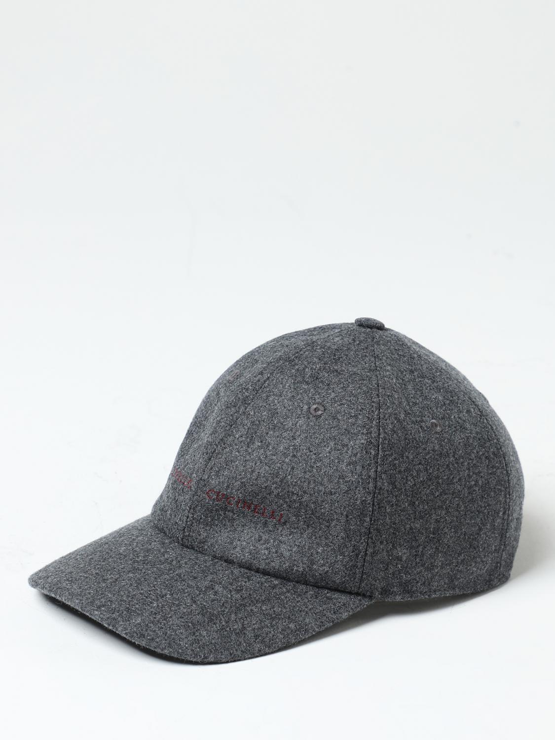 BRUNELLO CUCINELLI CAPPELLO: Cappello Brunello Cucinelli in feltro di lana vergine con logo ricamato, Antracite - Img 1