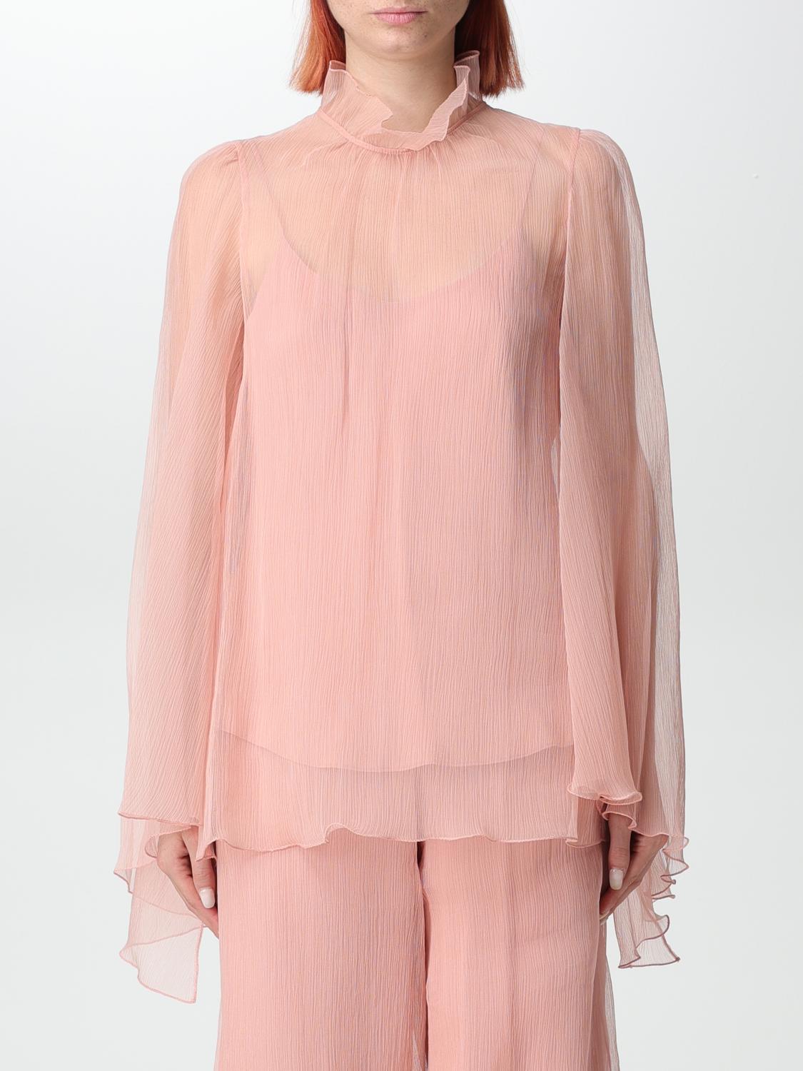 MAX MARA TOP: Blusa Max Mara in chiffon di seta, Rosa - Img 1