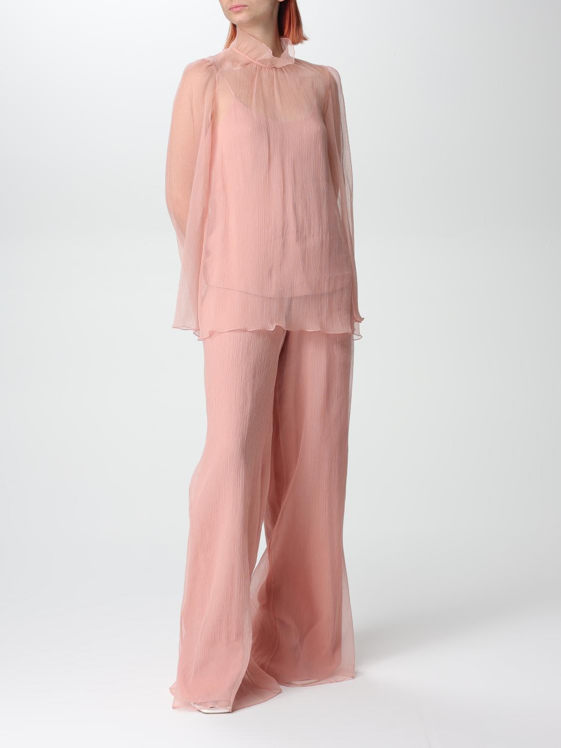 MAX MARA TOP: Blusa Max Mara in chiffon di seta, Rosa - Img 2