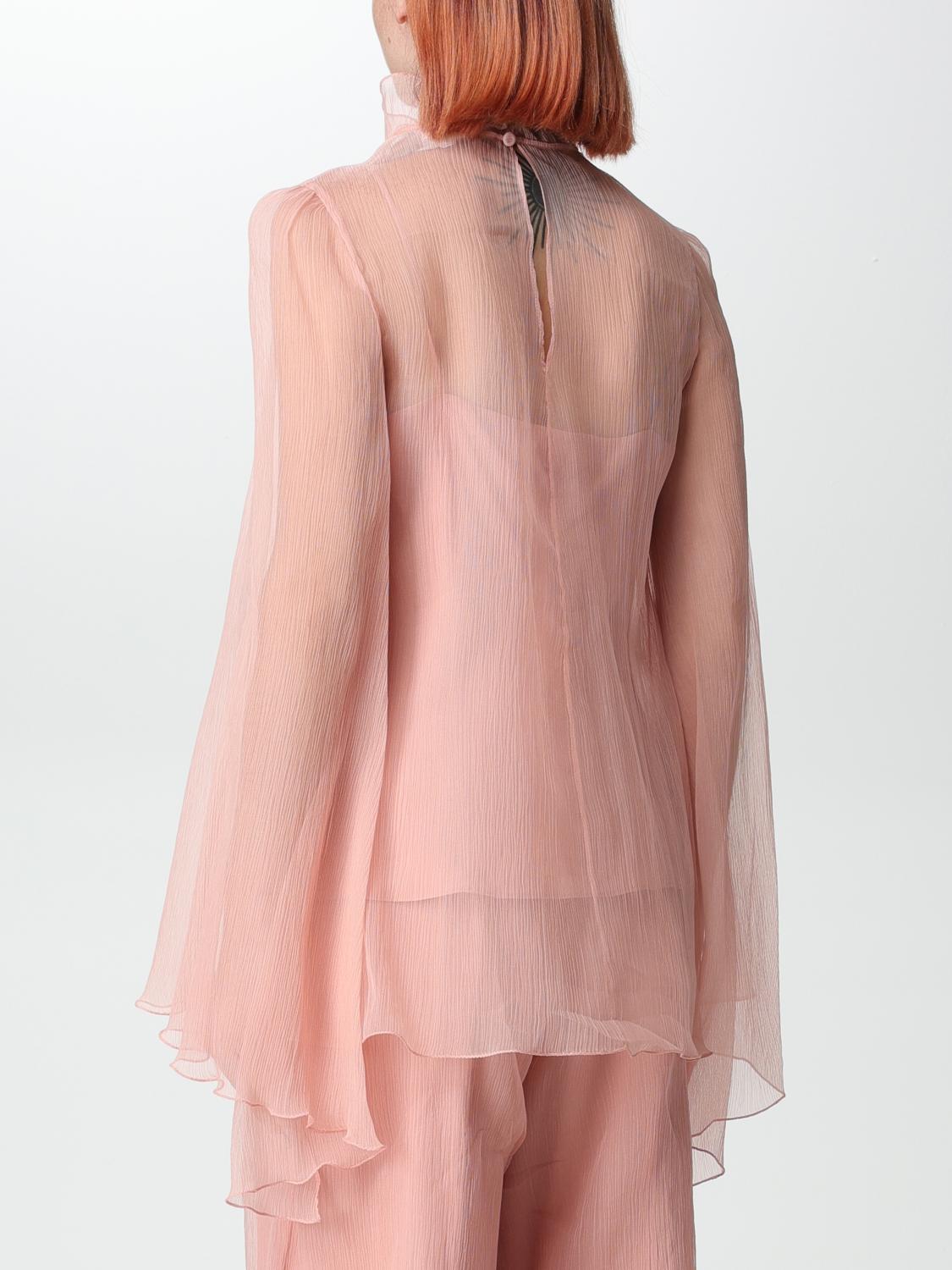 MAX MARA TOP: Blusa Max Mara in chiffon di seta, Rosa - Img 3