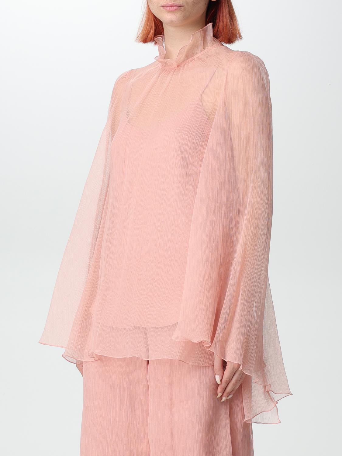 MAX MARA TOP: Blusa Max Mara in chiffon di seta, Rosa - Img 4