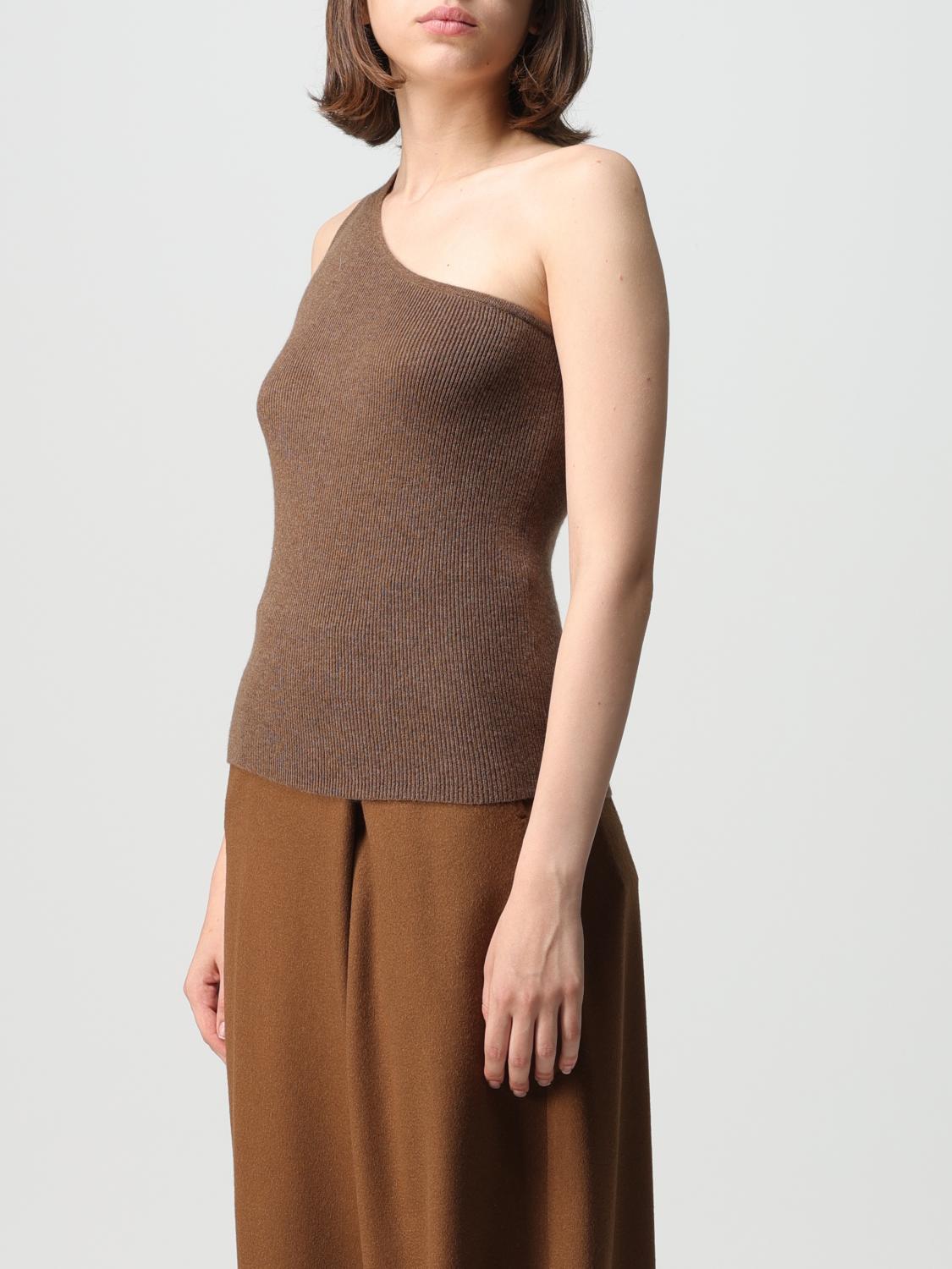 MAX MARA TOP: Top Max Mara in maglia di lana e cashmere, Nocciola - Img 3