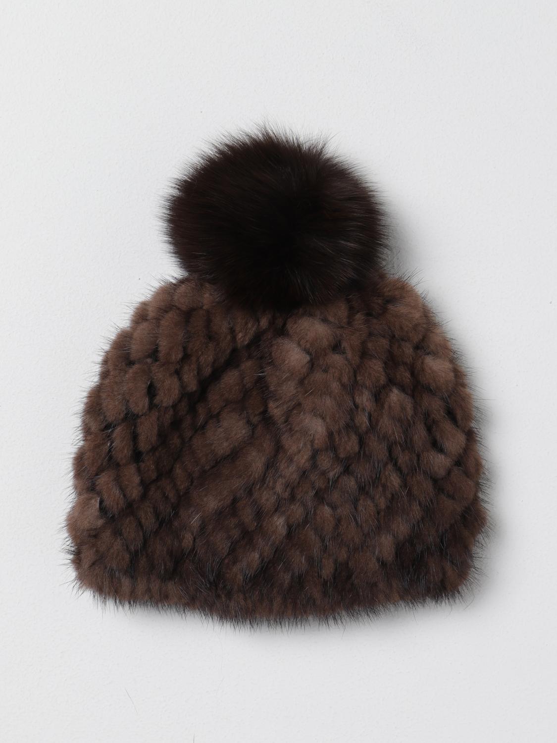 Max Mara Delia fur hat with pompom - Brown | 2345760133600