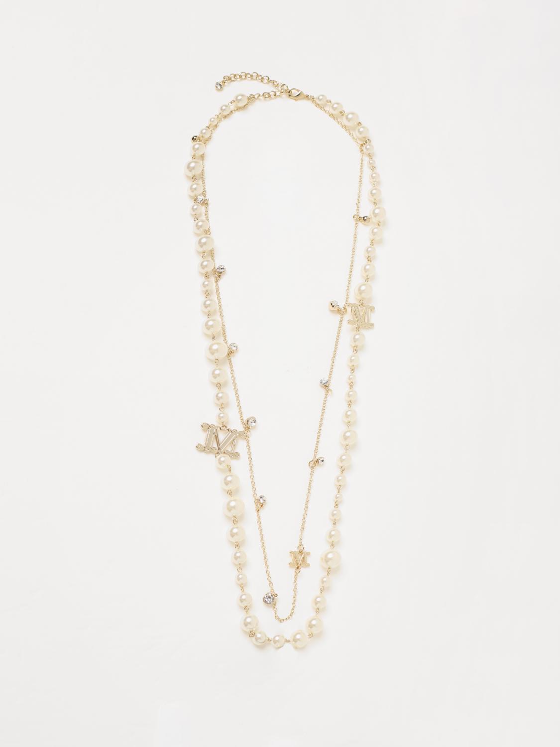 MAX MARA GIOIELLO: Collana Max Mara in maglia metallica e perle sintetiche, Bianco - Img 1