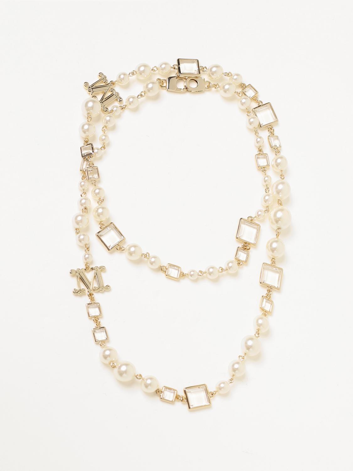 MAX MARA GIOIELLO: Collana Max Mara in maglia metallica e perle sintetiche, Bianco - Img 1