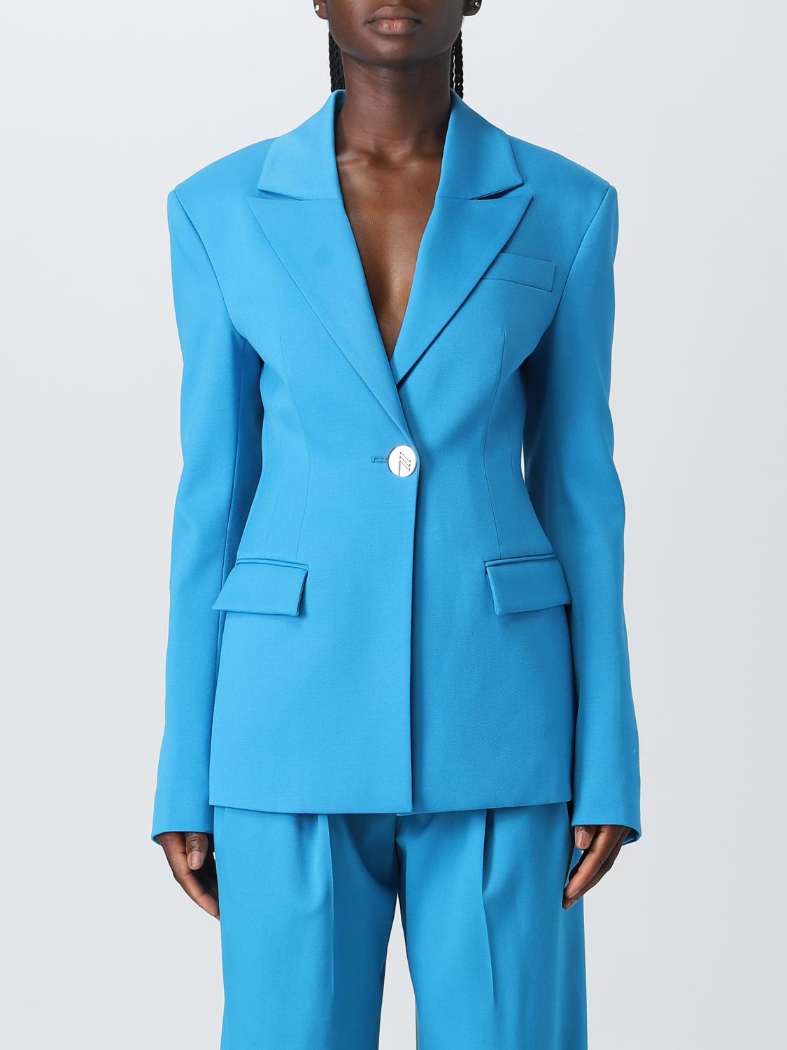 アウターその他 THE ATTICO Woman Blazer Gnawed Blue 237WCG26W041 258 The Attico Outlet: blazer in virgin wool - Gnawed Blue | The