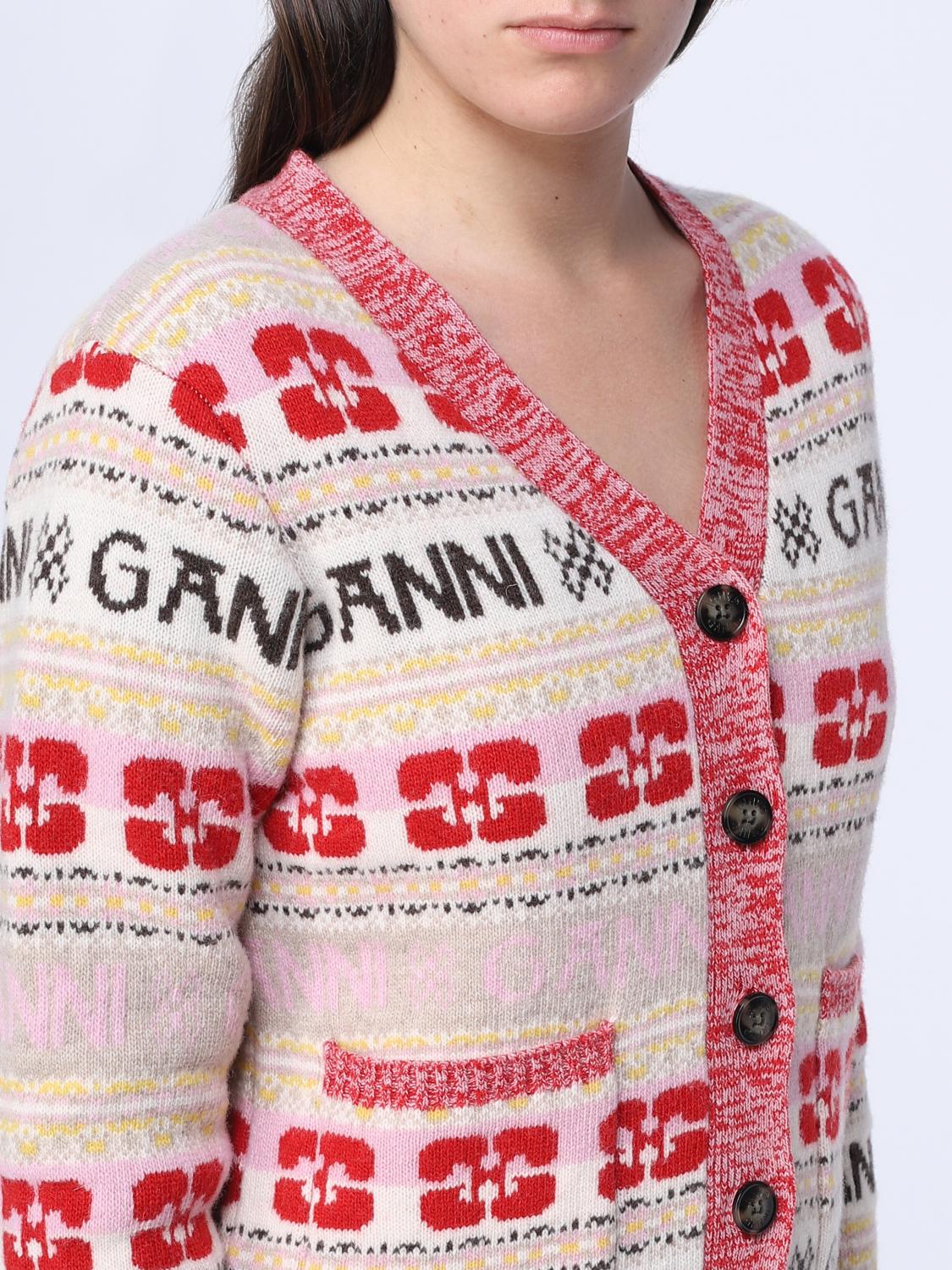 GANNI CÁRDIGAN: Jersey mujer Ganni, Rojo - Img 4