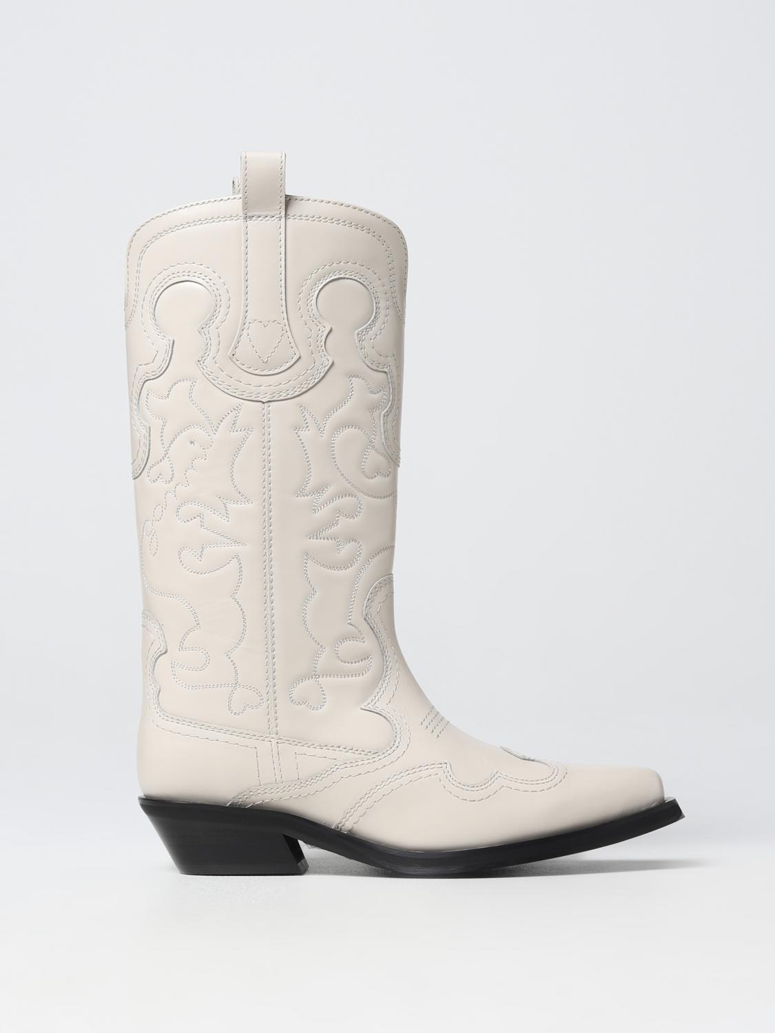 GANNI BOOTS: Ganni boots in smooth leather, Yellow Cream - Img 1