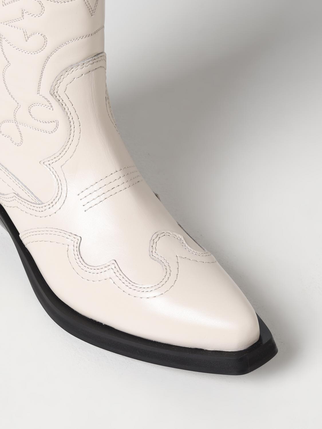 GANNI BOOTS: Ganni boots in smooth leather, Yellow Cream - Img 4