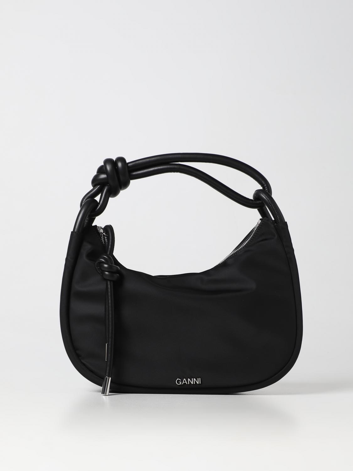 Ganni The Knot bag in recycled nylon - Black | A4479 | GIGLIO.COM