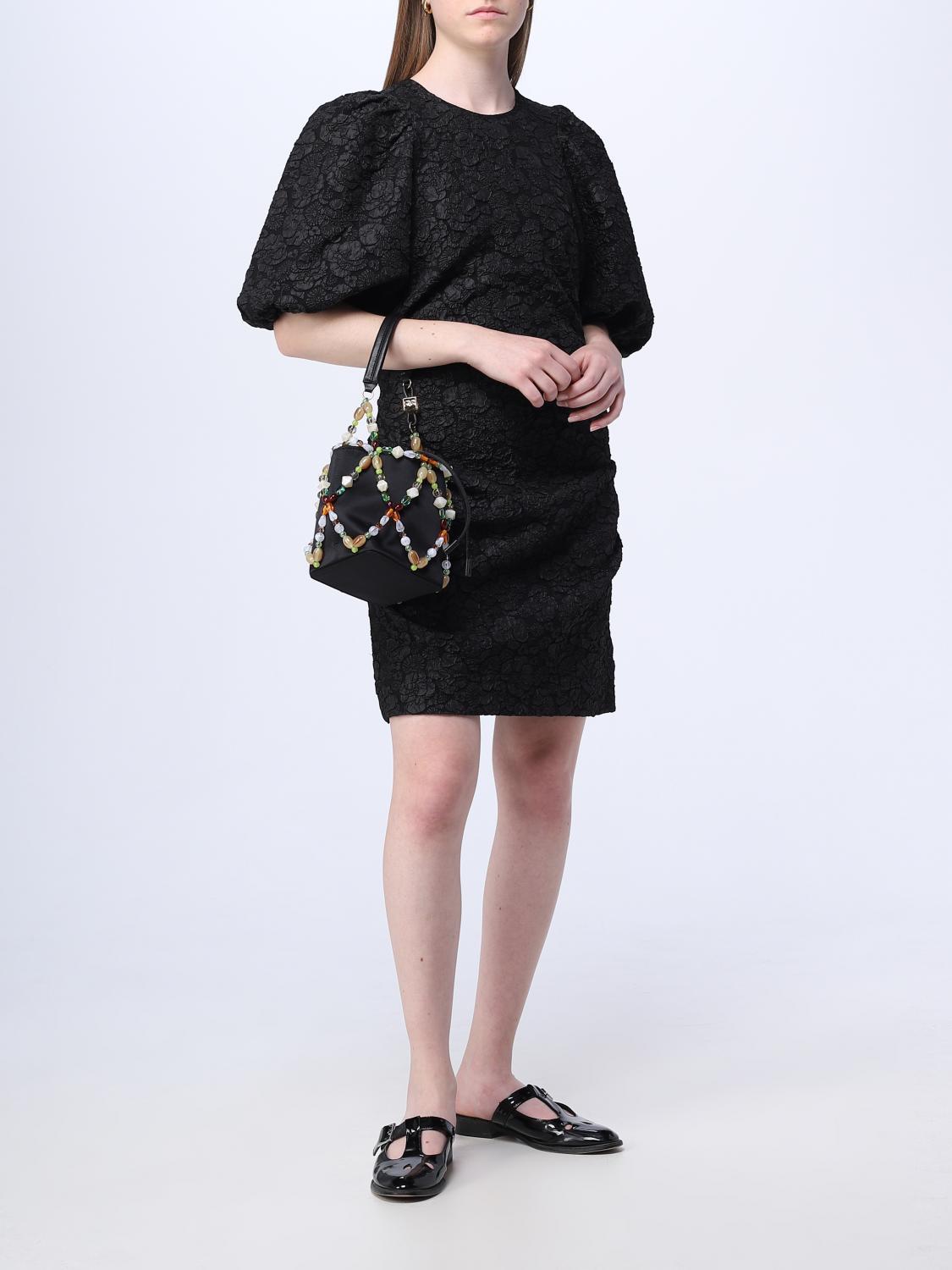 Ganni Party Line bag in nylon and stones - Black | A5062 | GIGLIO.COM