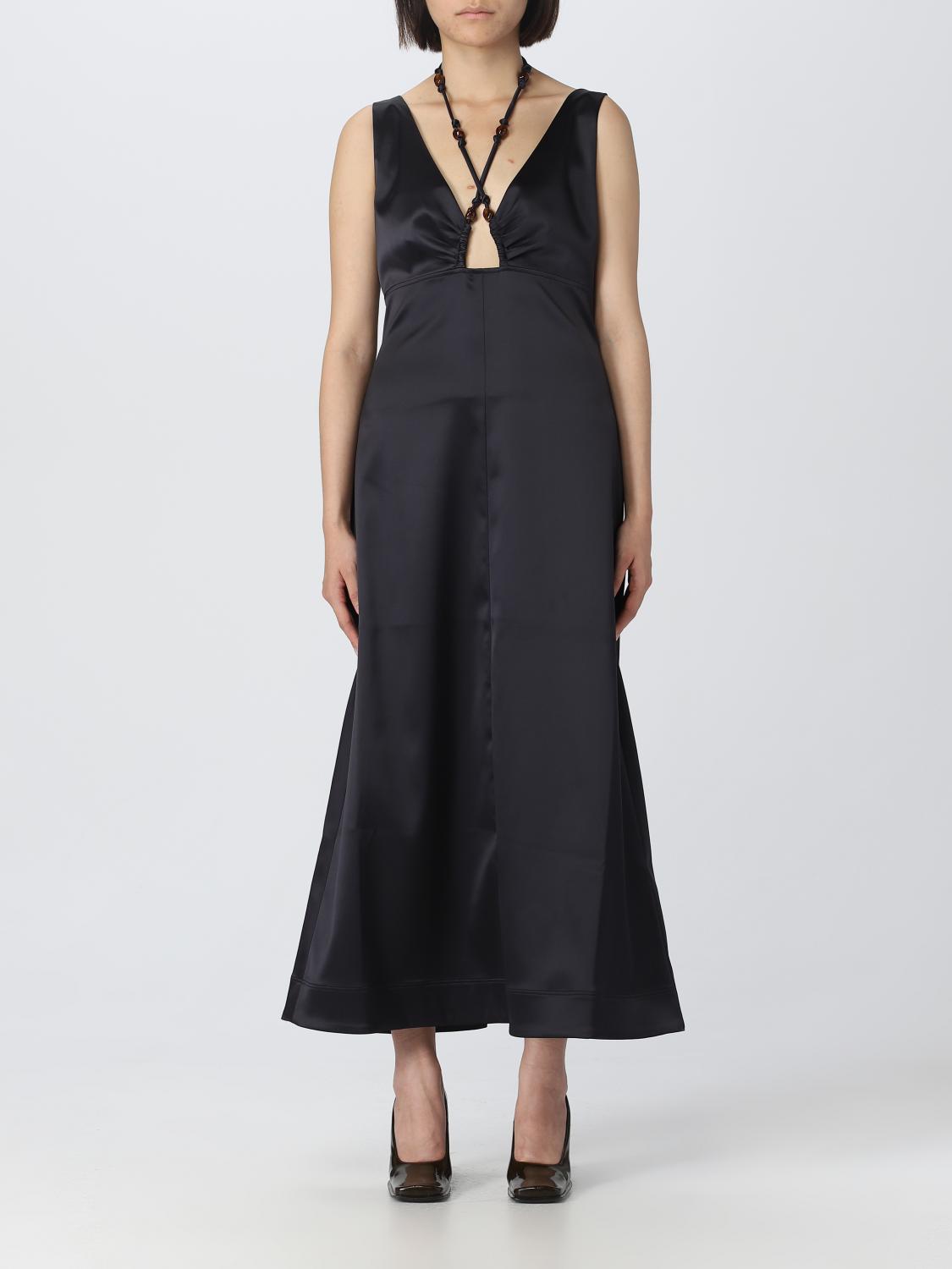 slim fit dress slacks Ganni Black Check Ruffle Dress main image 1